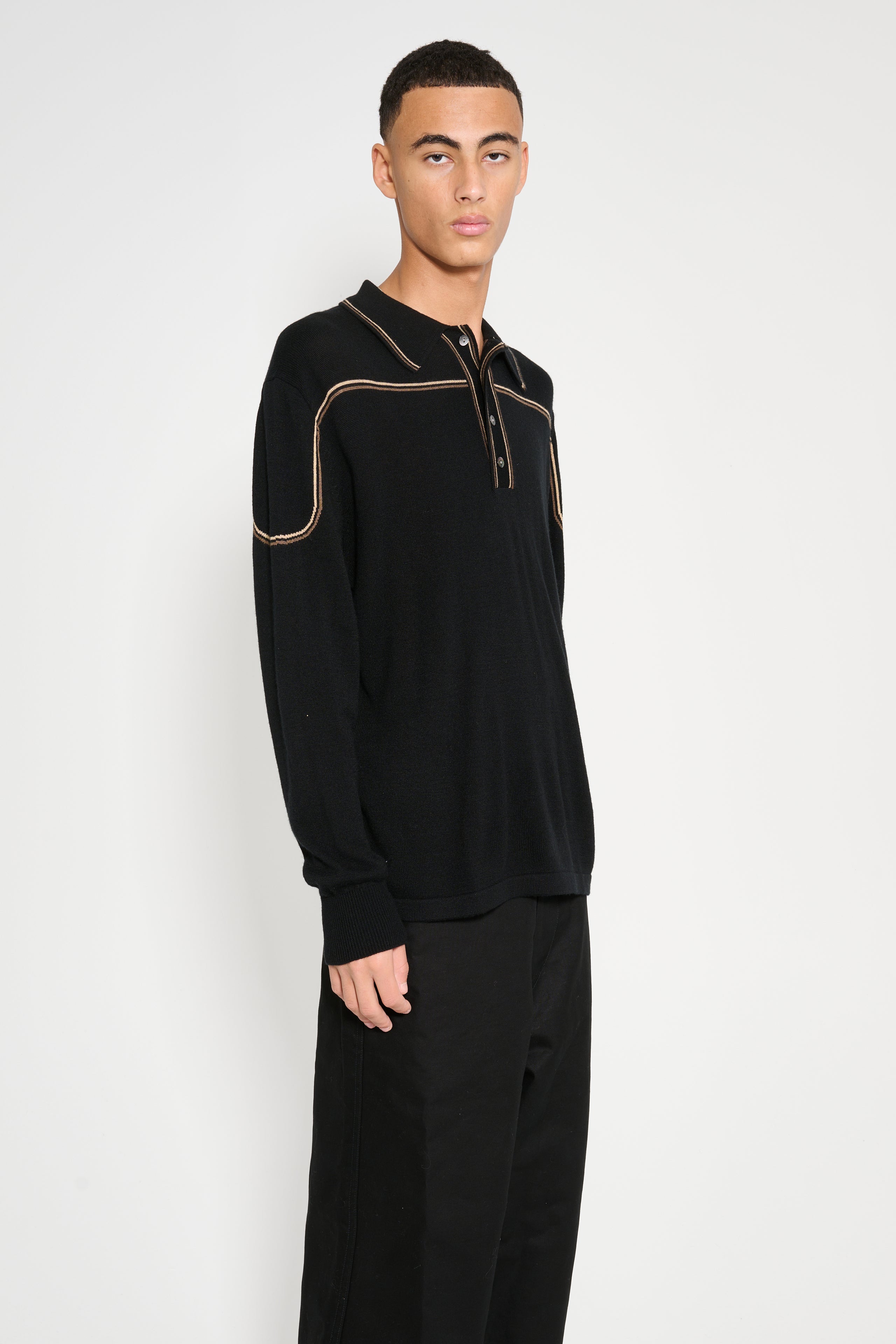 Carter Young Kowalski Knit Polo Black / Tan