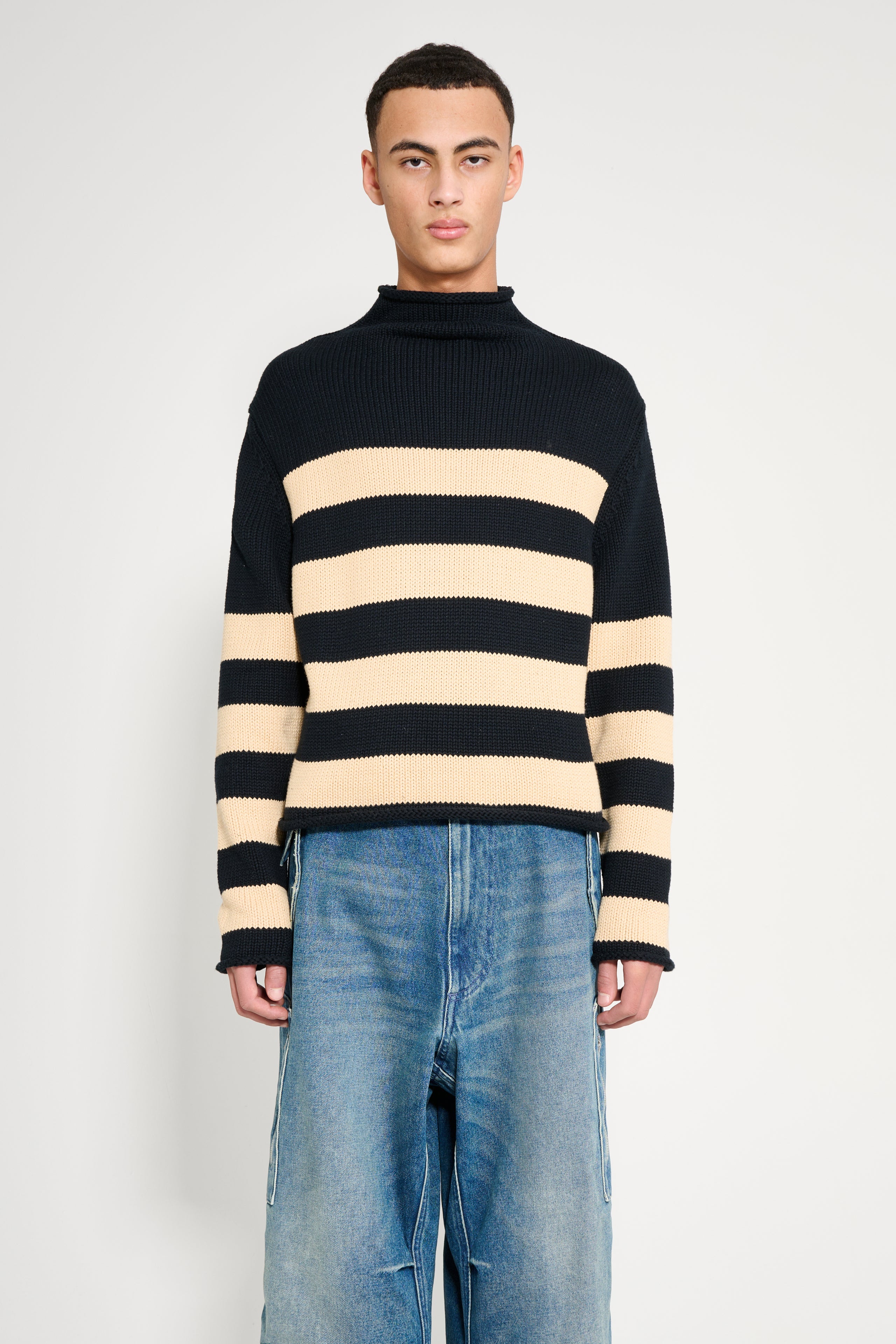 Carter Young Striped Rollneck Sweater Navy / Maize