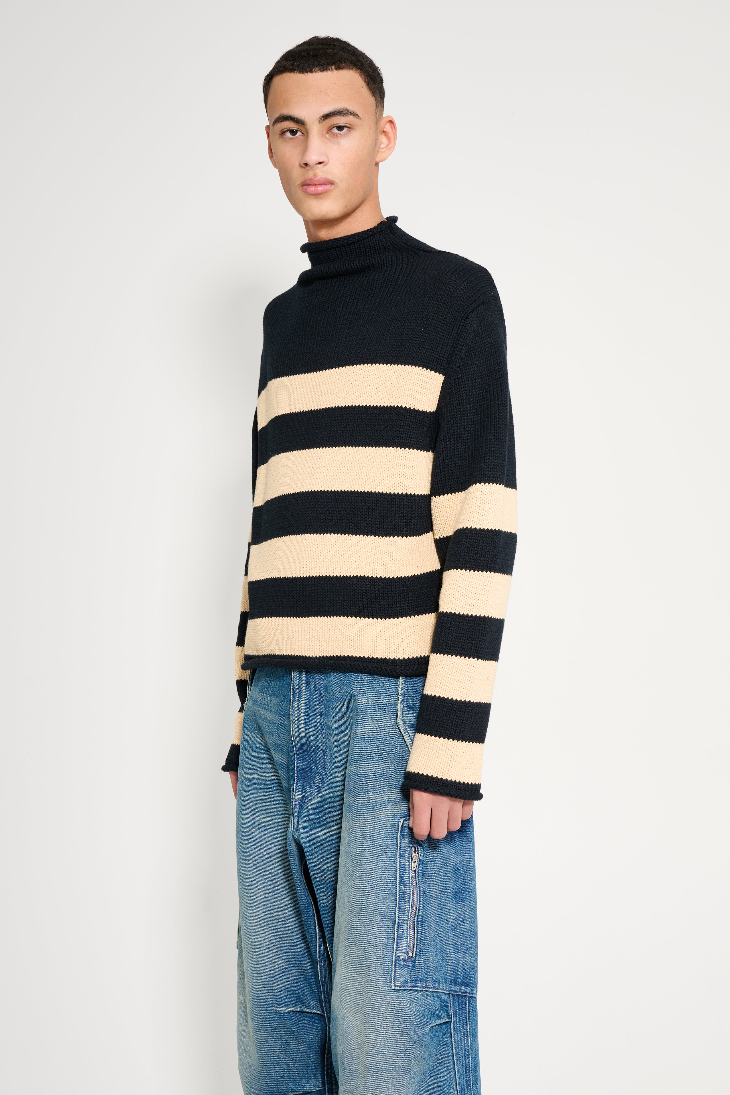 Carter Young Striped Rollneck Sweater Navy / Maize