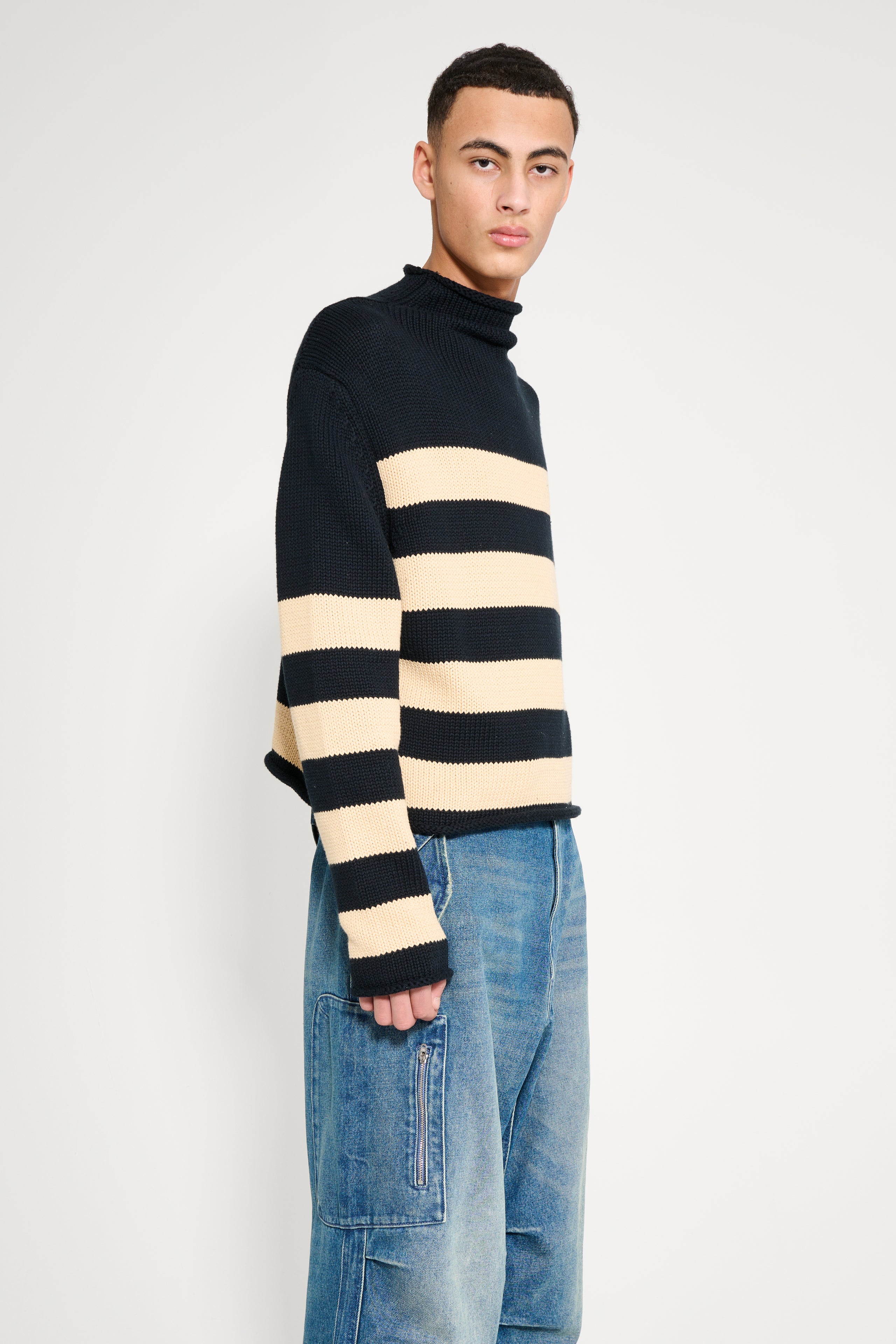 Carter Young Striped Rollneck Sweater Navy / Maize