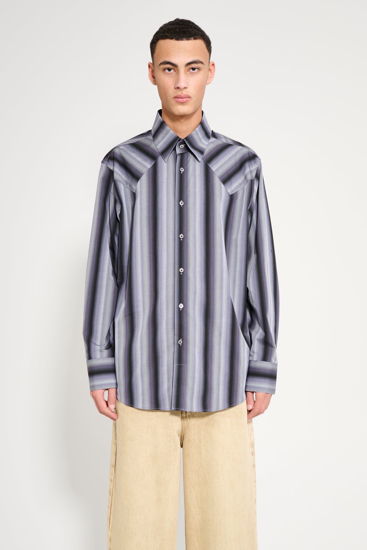 Carter Young Western Business Shirt Ombre Stripe