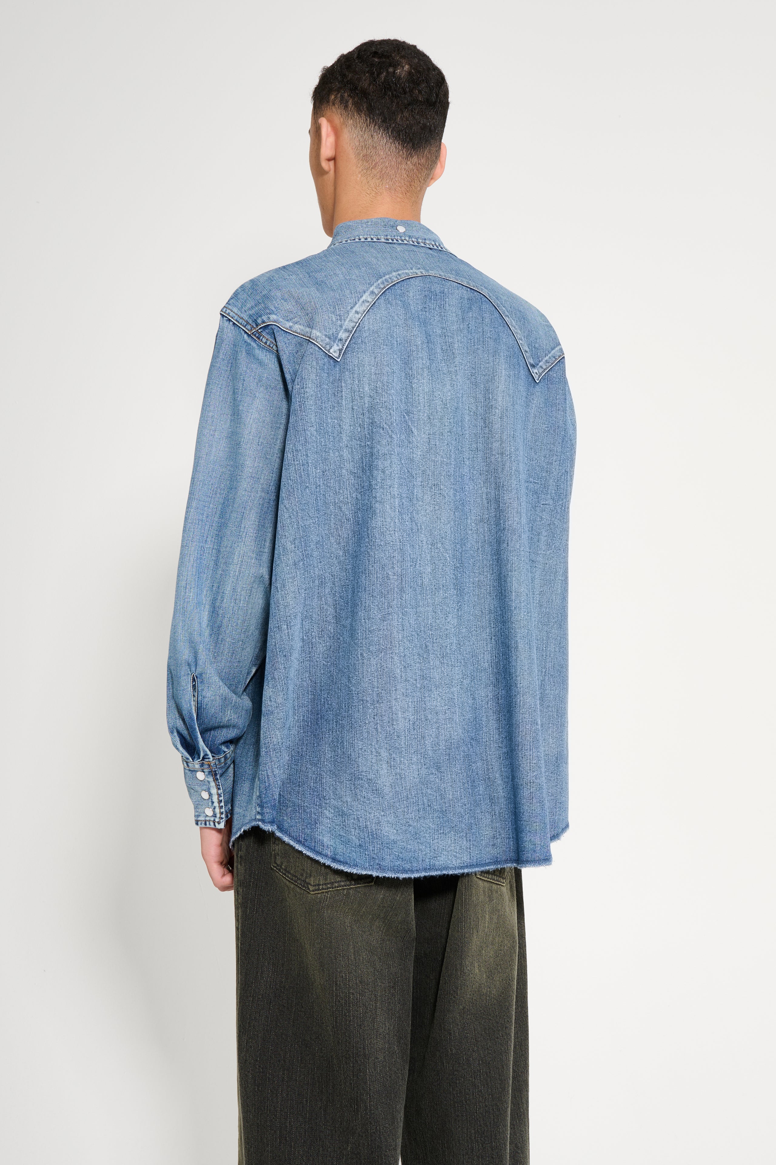 Carter Young Denim Western Shirt Mid Indigo Wash