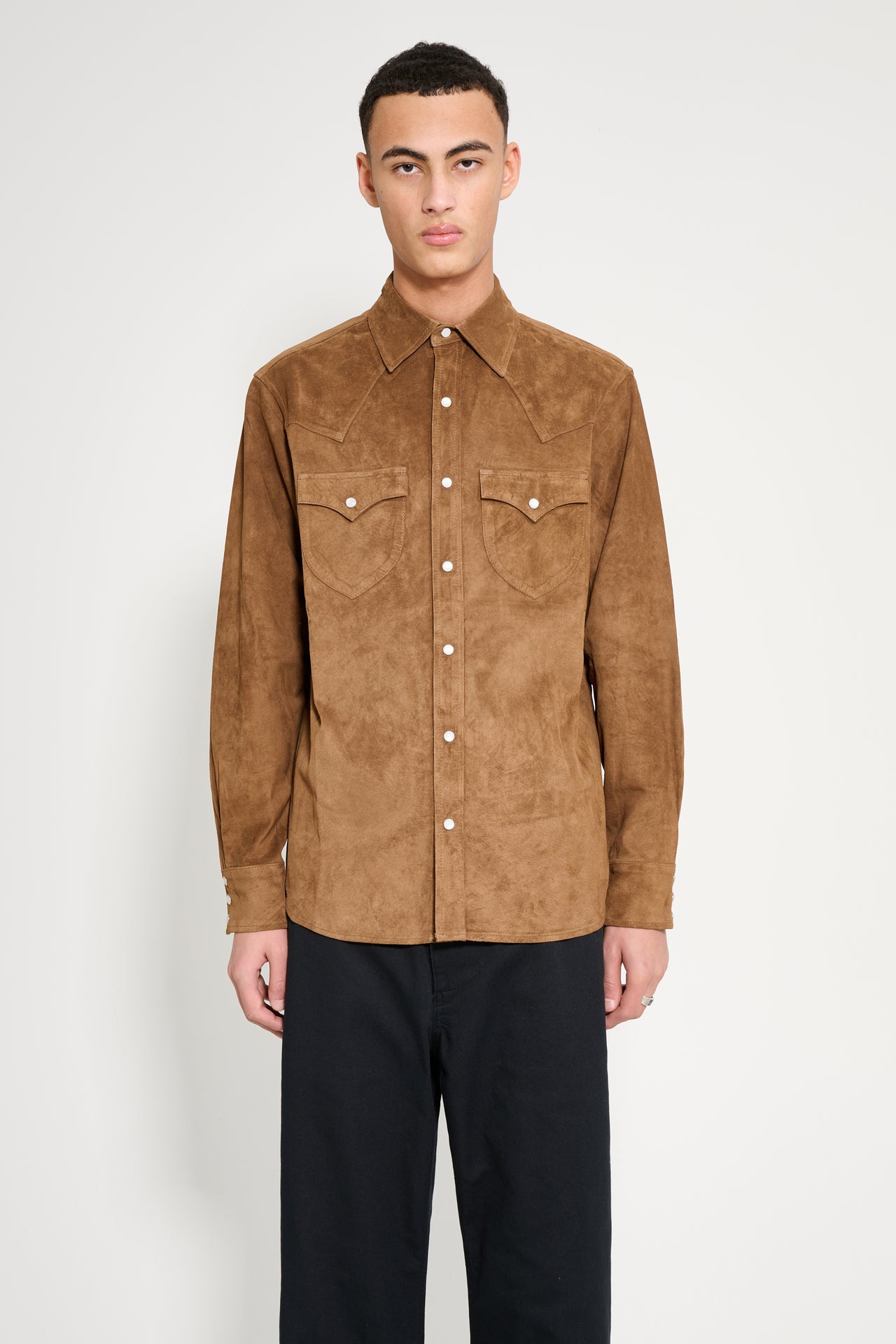 Carter Young Suede Western Shirt Coffee