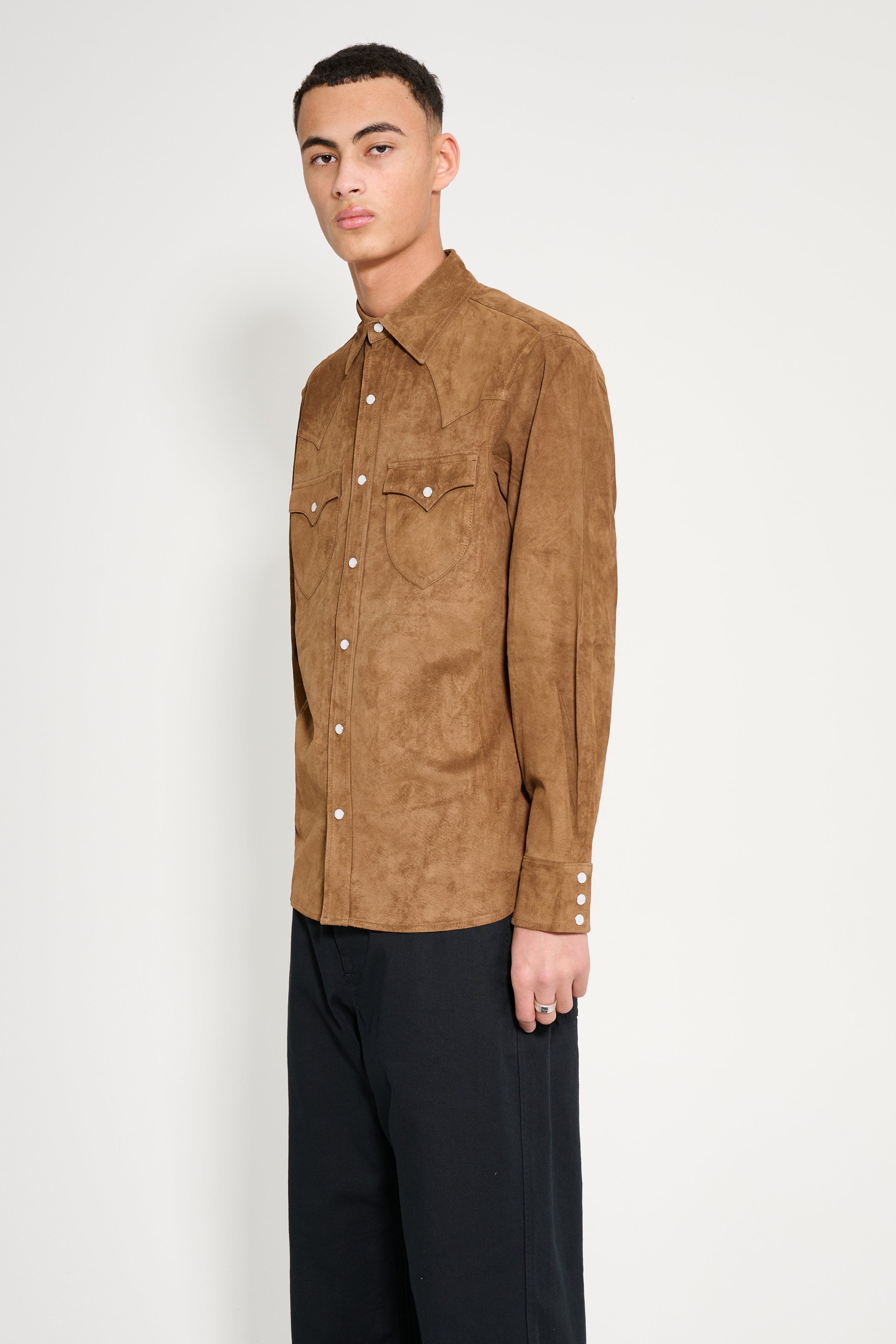 Carter Young Suede Western Shirt Coffee