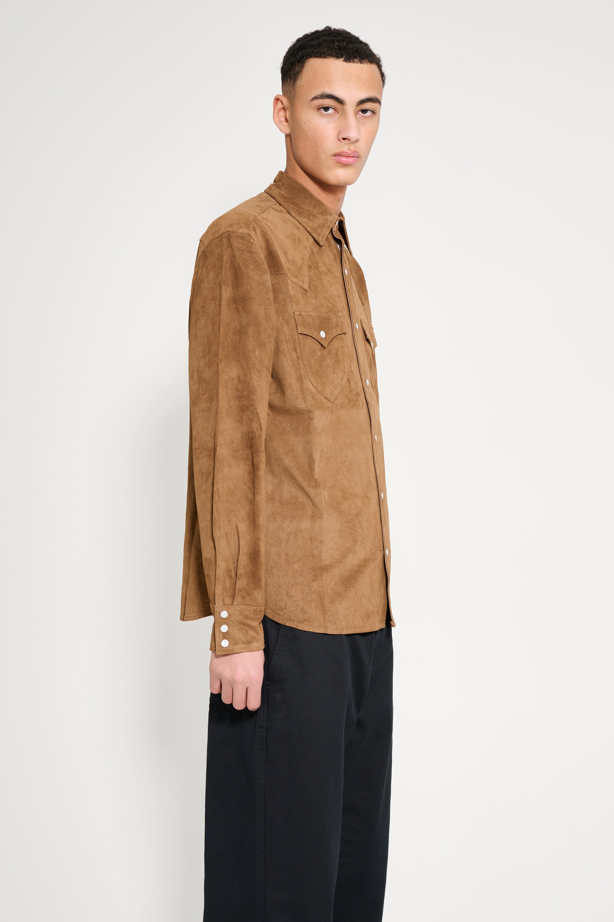 Carter Young Suede Western Shirt Coffee