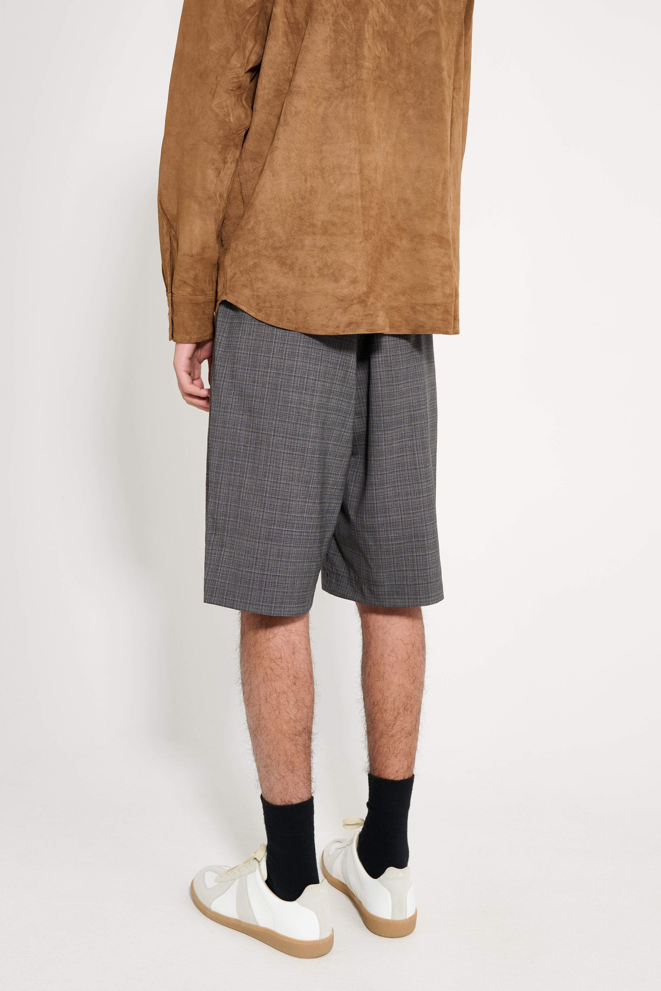 Carter Young Roy Pleated Shorts Iron Check