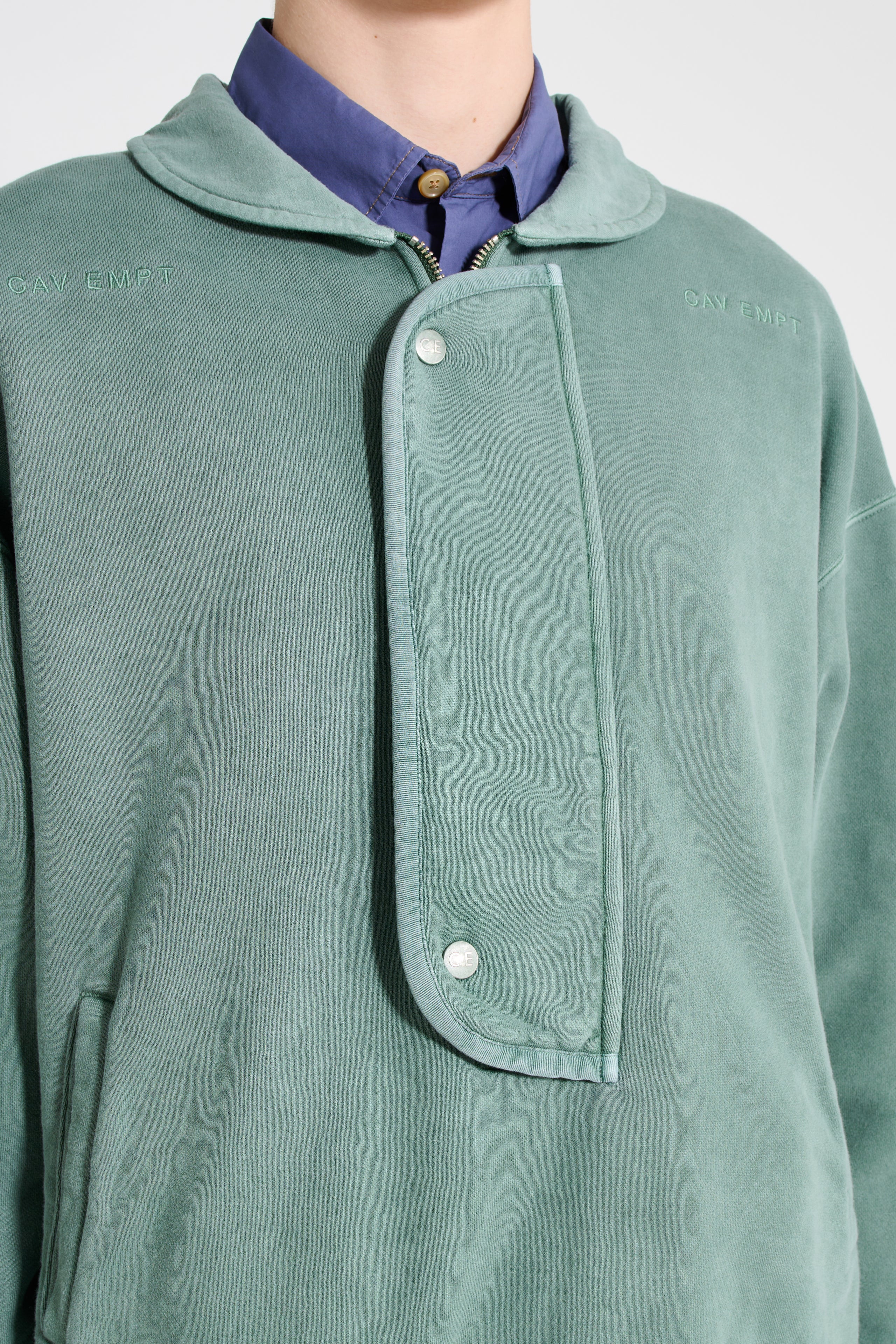 Cav Empt Overdye Collared Half Zip Green