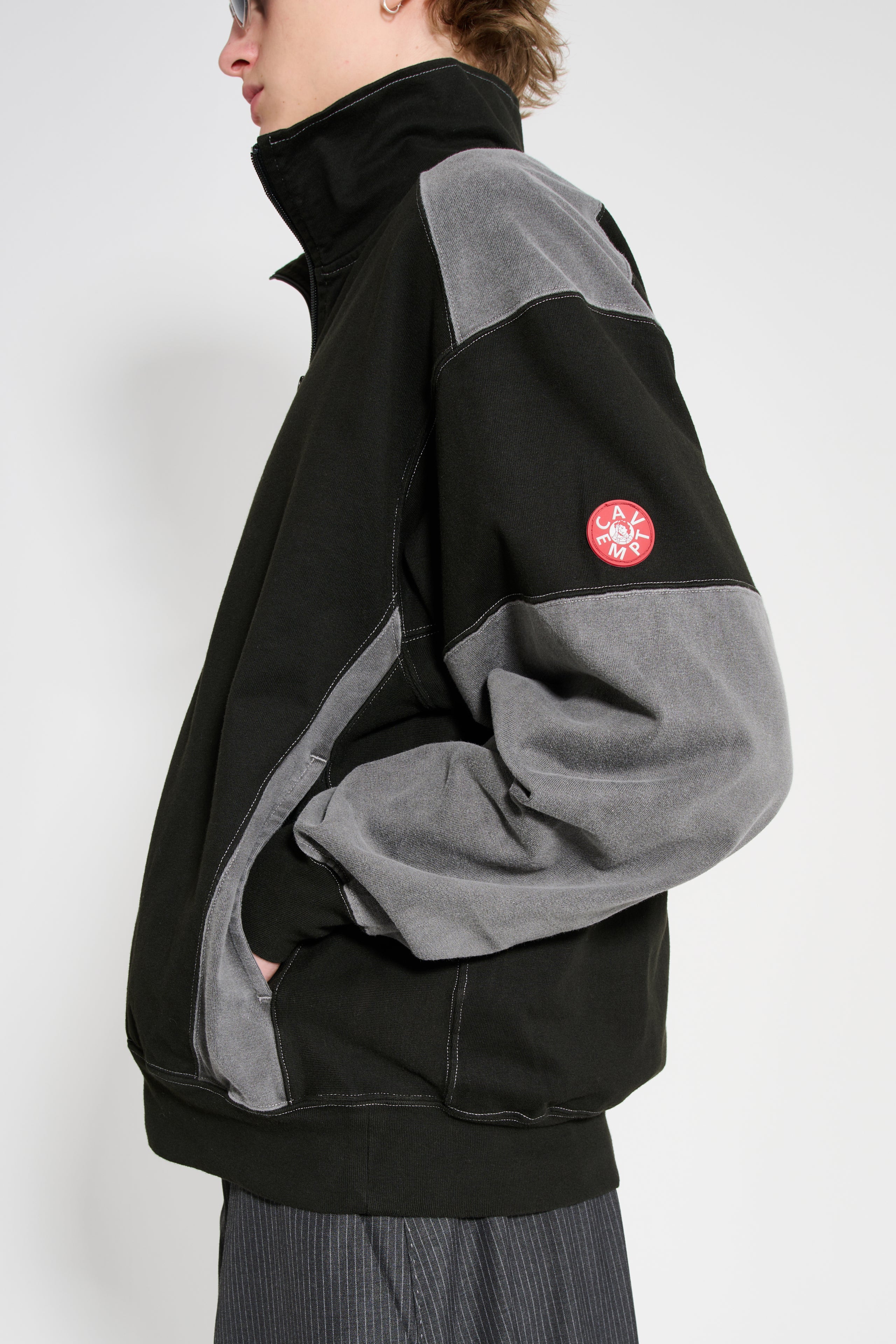 Cav Empt Overdye Paneled Light Zip Sweatshirt Black