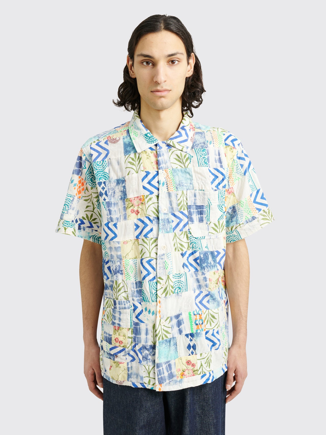 Engineered Garments Printed Camp Shirt White / Blue