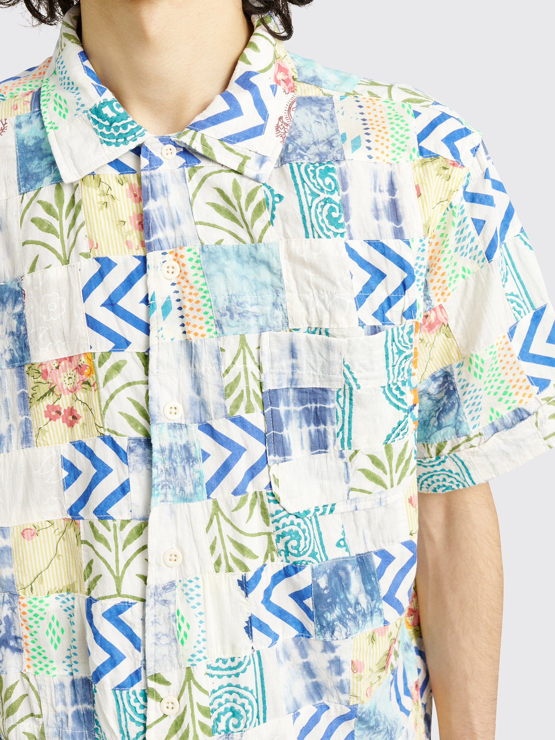 Engineered Garments Printed Camp Shirt White / Blue