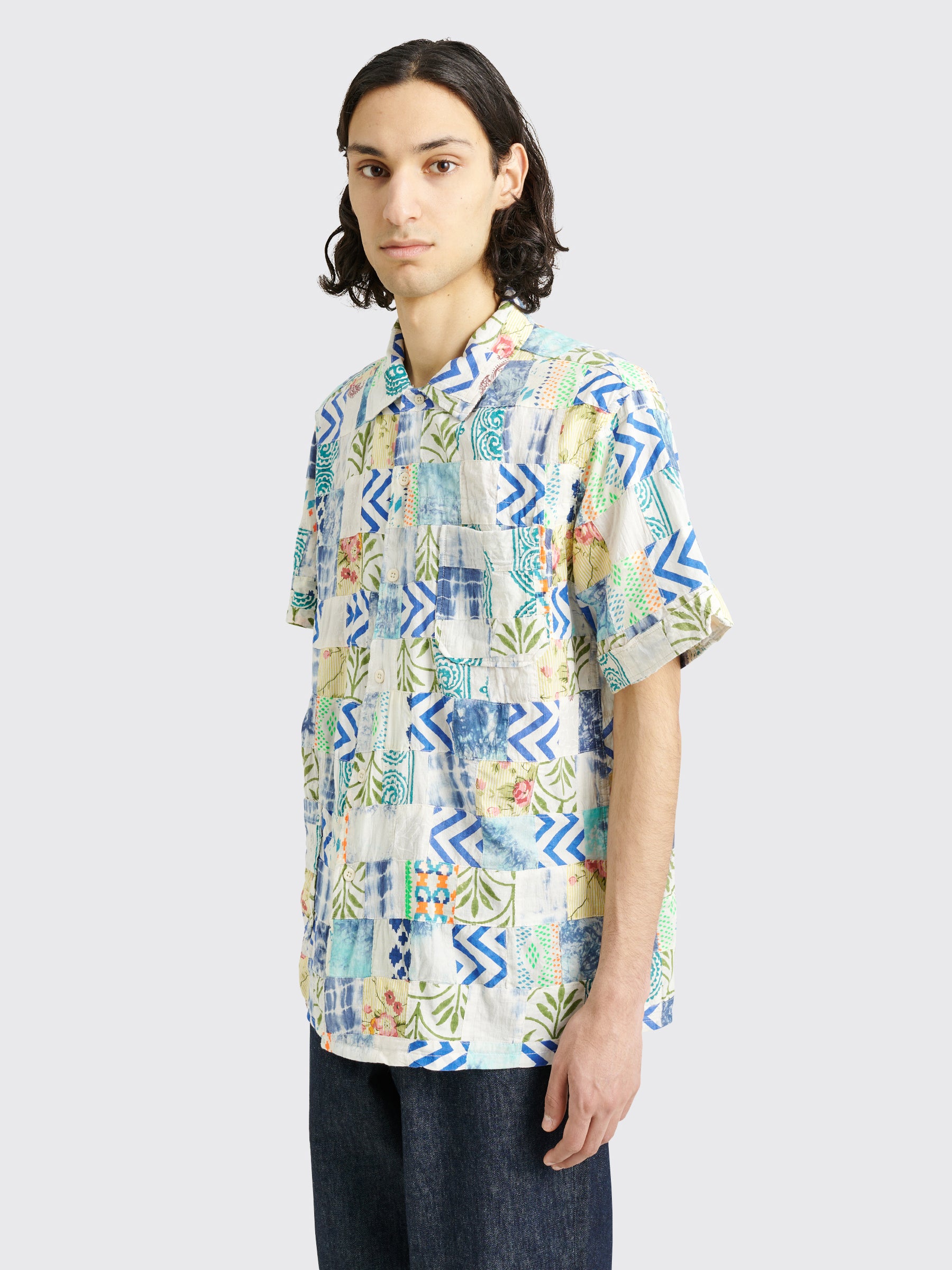 Engineered Garments Printed Camp Shirt White / Blue