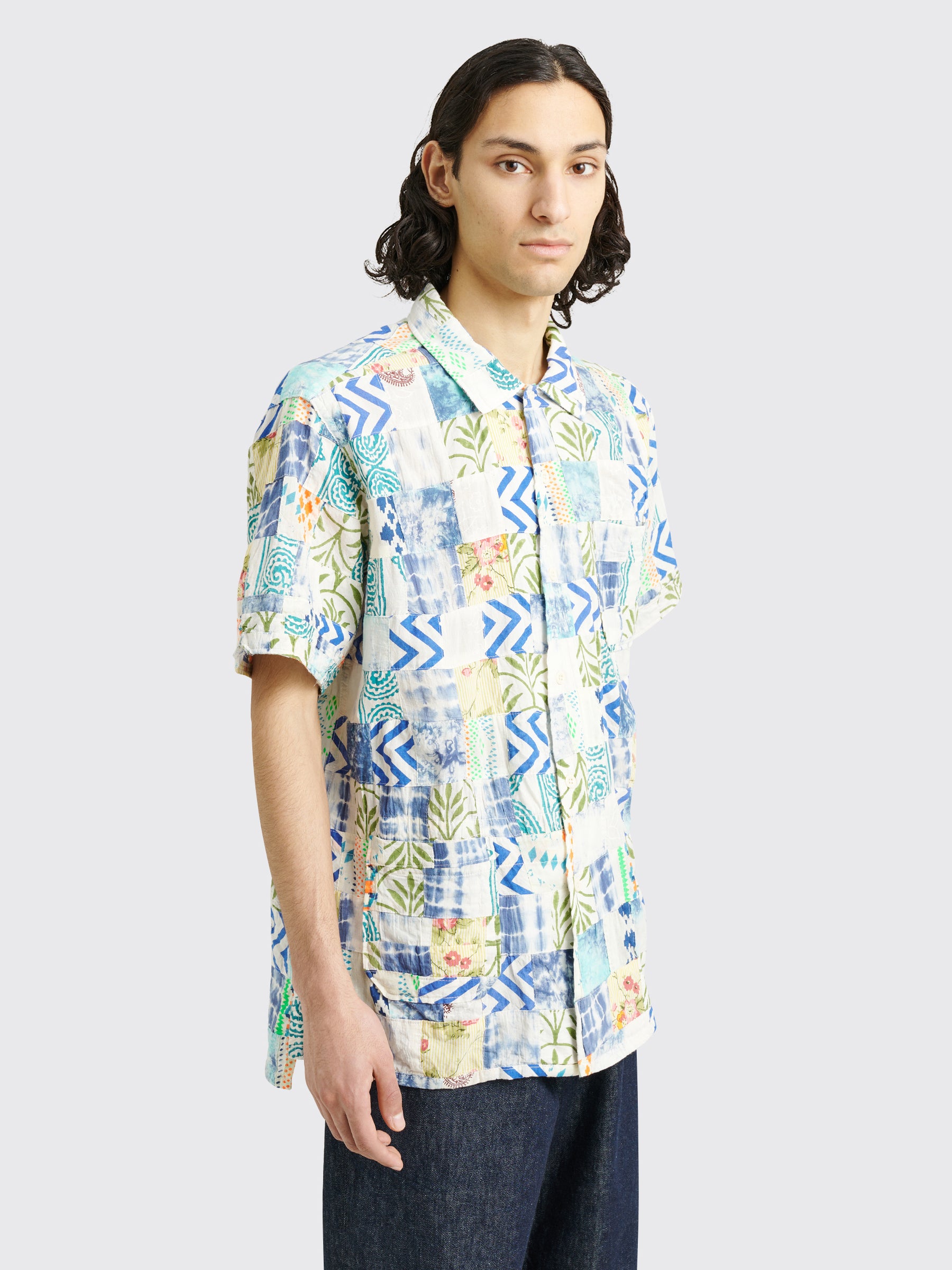 Engineered Garments Printed Camp Shirt White / Blue