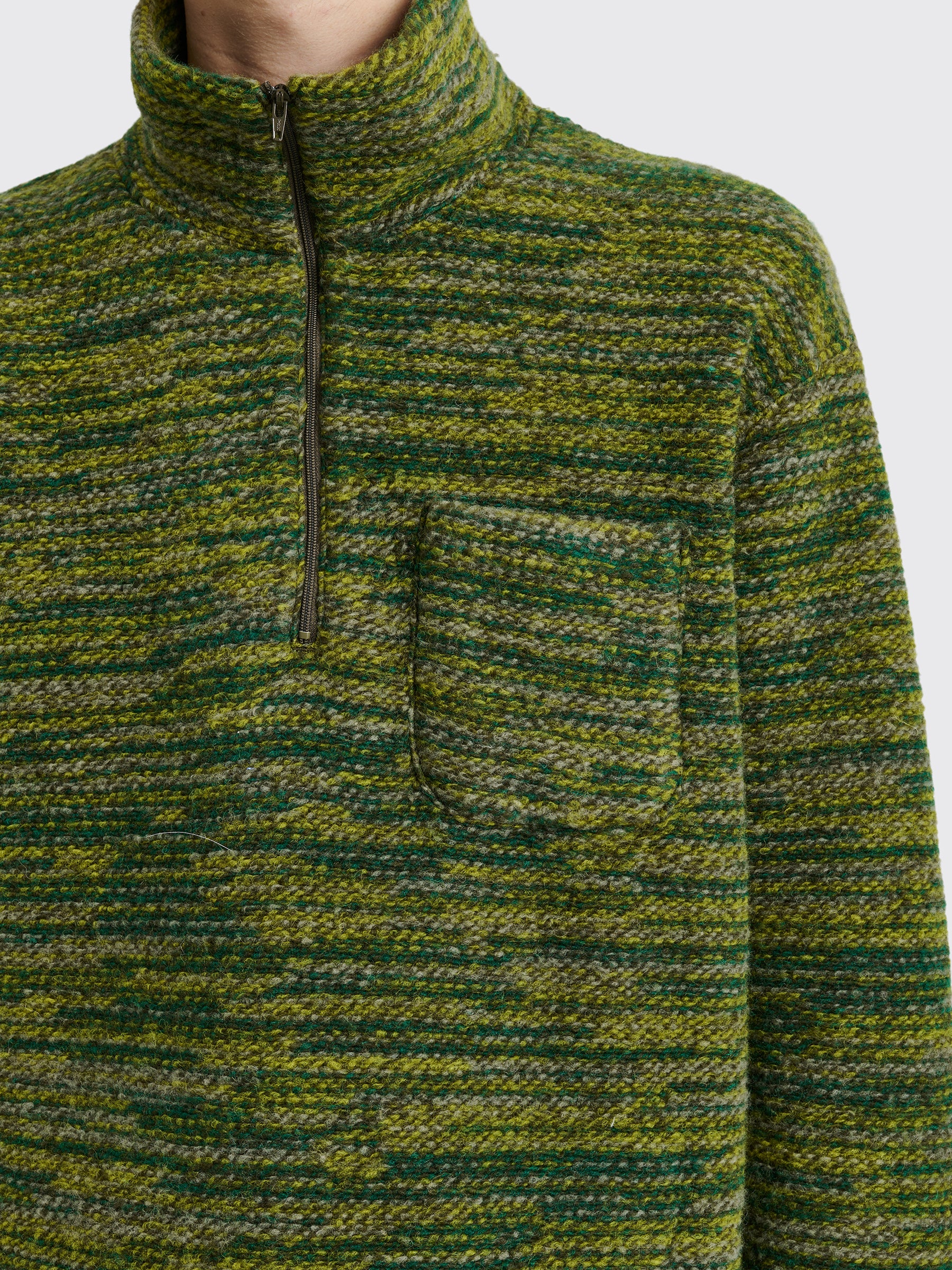 Engineered Garments Zip Mock Neck Knit Sweater Green