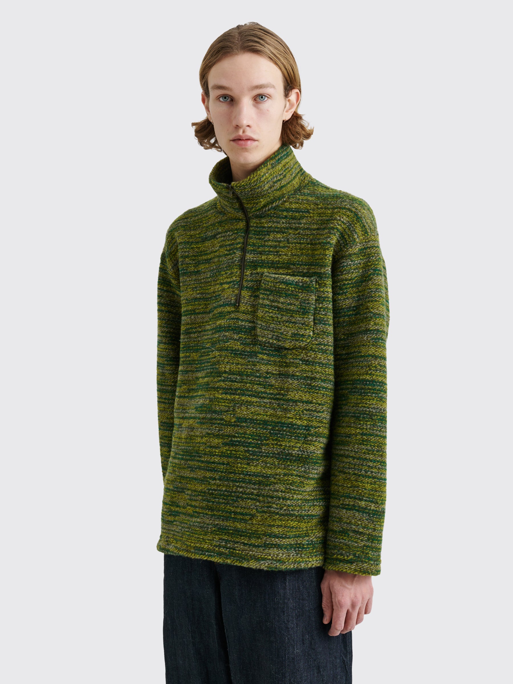 Engineered Garments Zip Mock Neck Knit Sweater Green