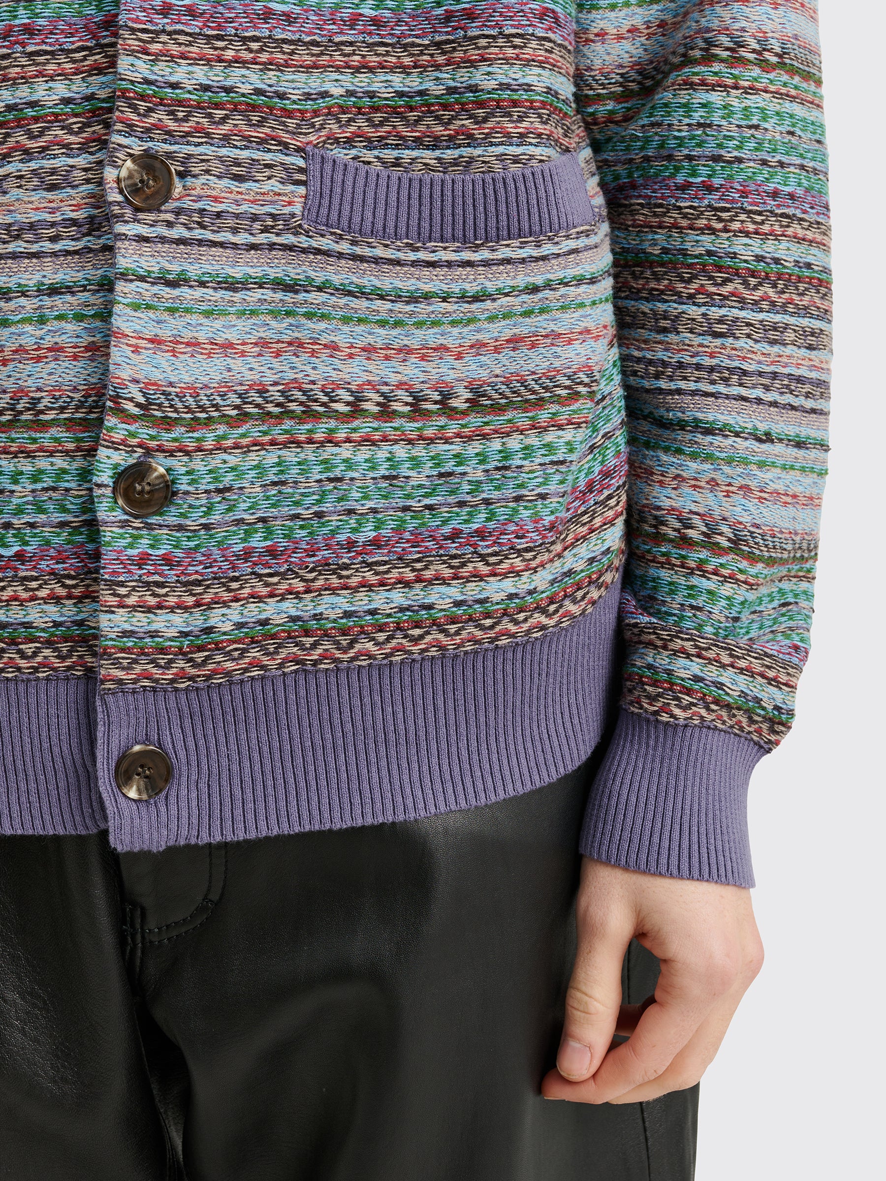 Fucking Awesome Dill Painting Intarsia Cardigan Purple / Multi