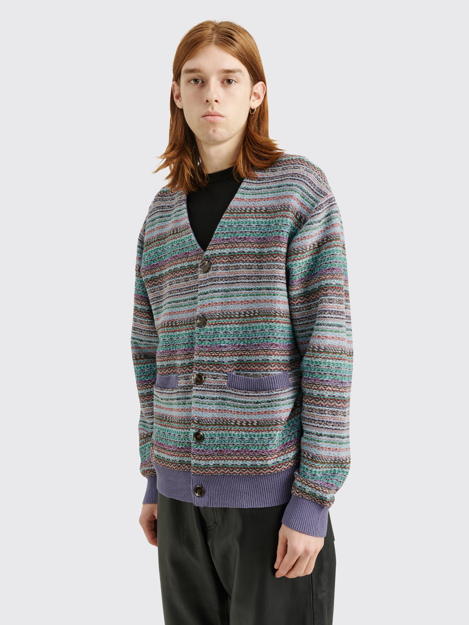 Fucking Awesome Dill Painting Intarsia Cardigan Purple / Multi