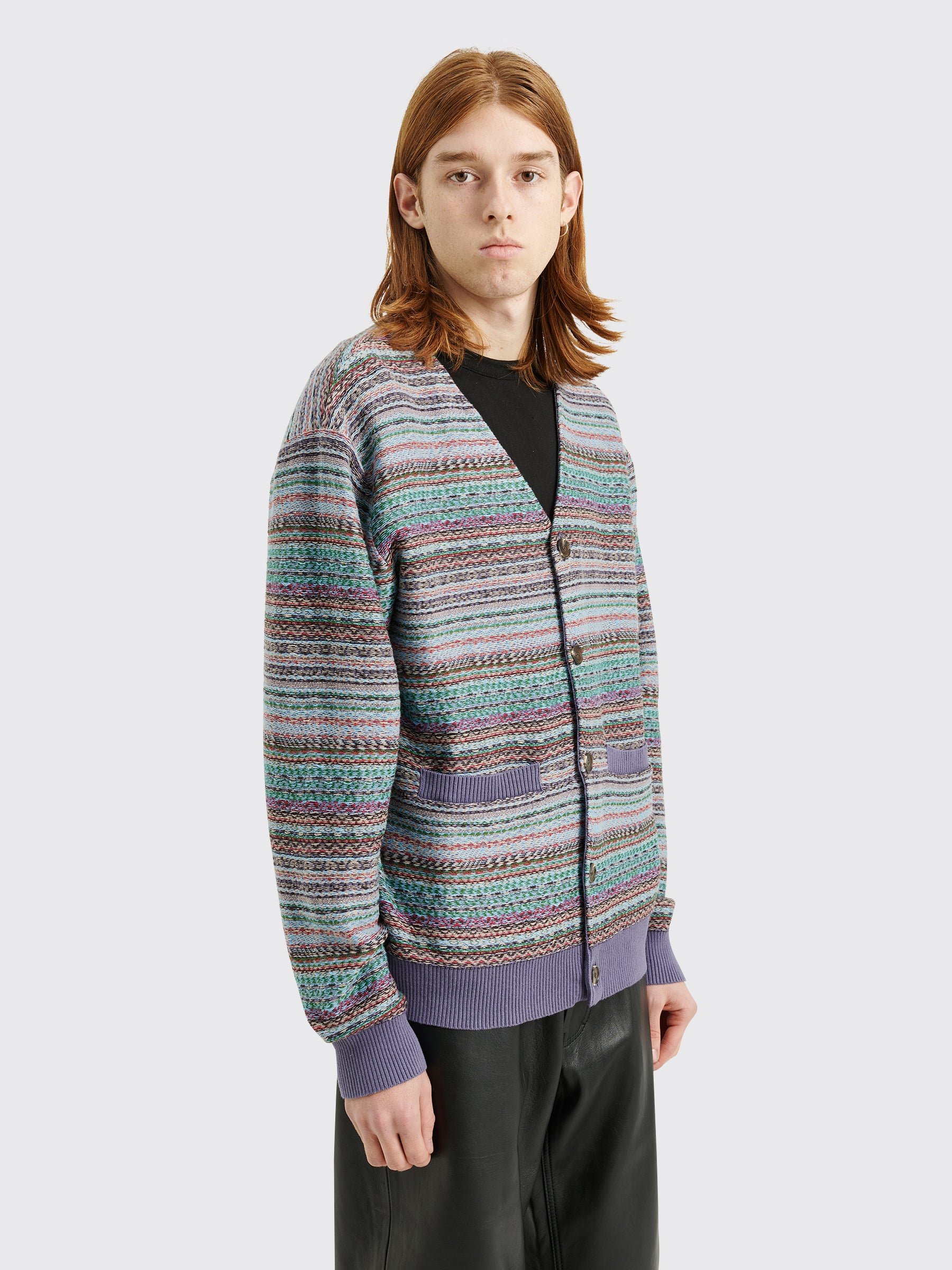 Fucking Awesome Dill Painting Intarsia Cardigan Purple / Multi