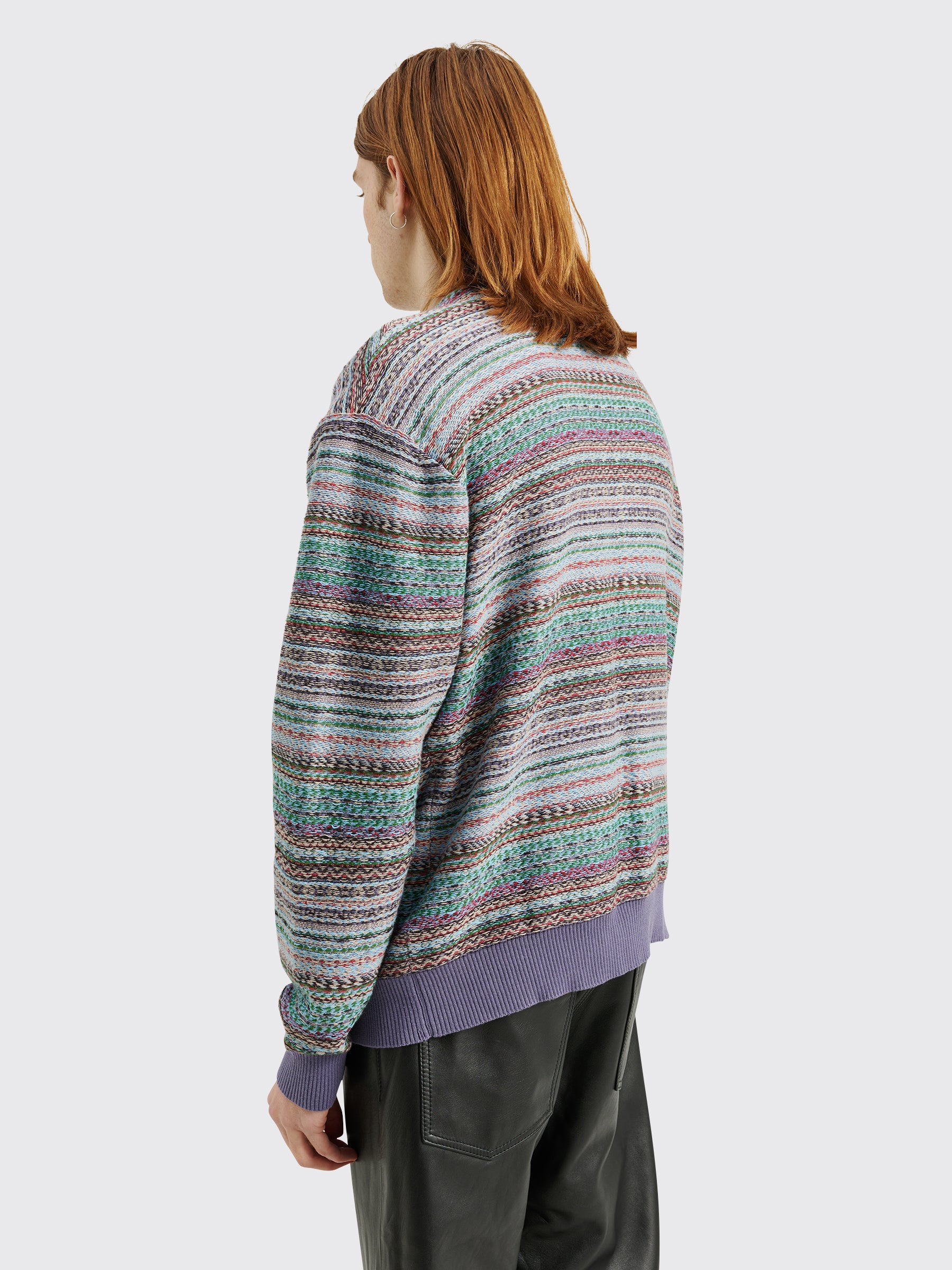 Fucking Awesome Dill Painting Intarsia Cardigan Purple / Multi