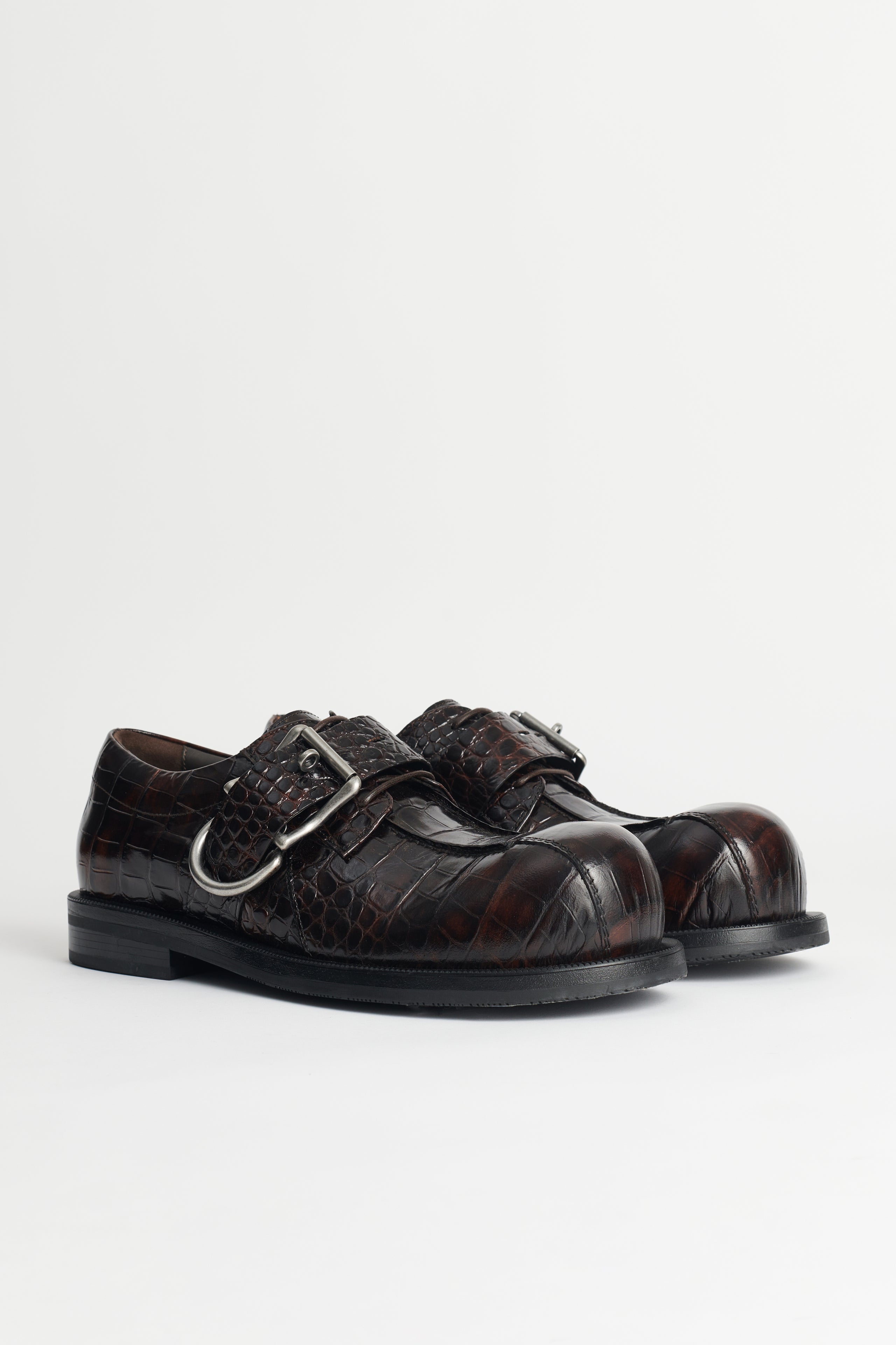 Martine Rose Bulb Toe Buckle Loafer Brown