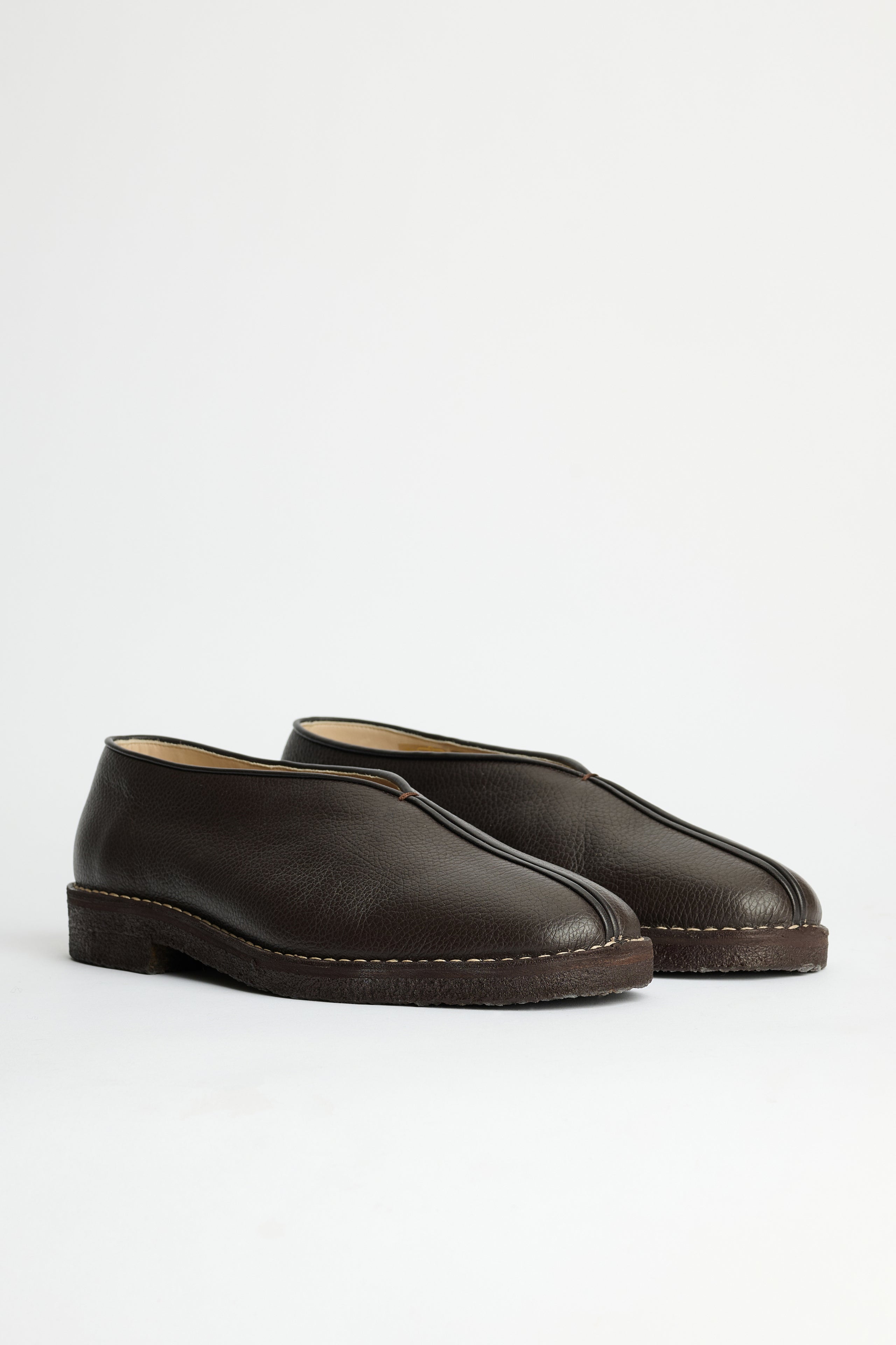 Lemaire Piped Crepe Slippers Dark Brown