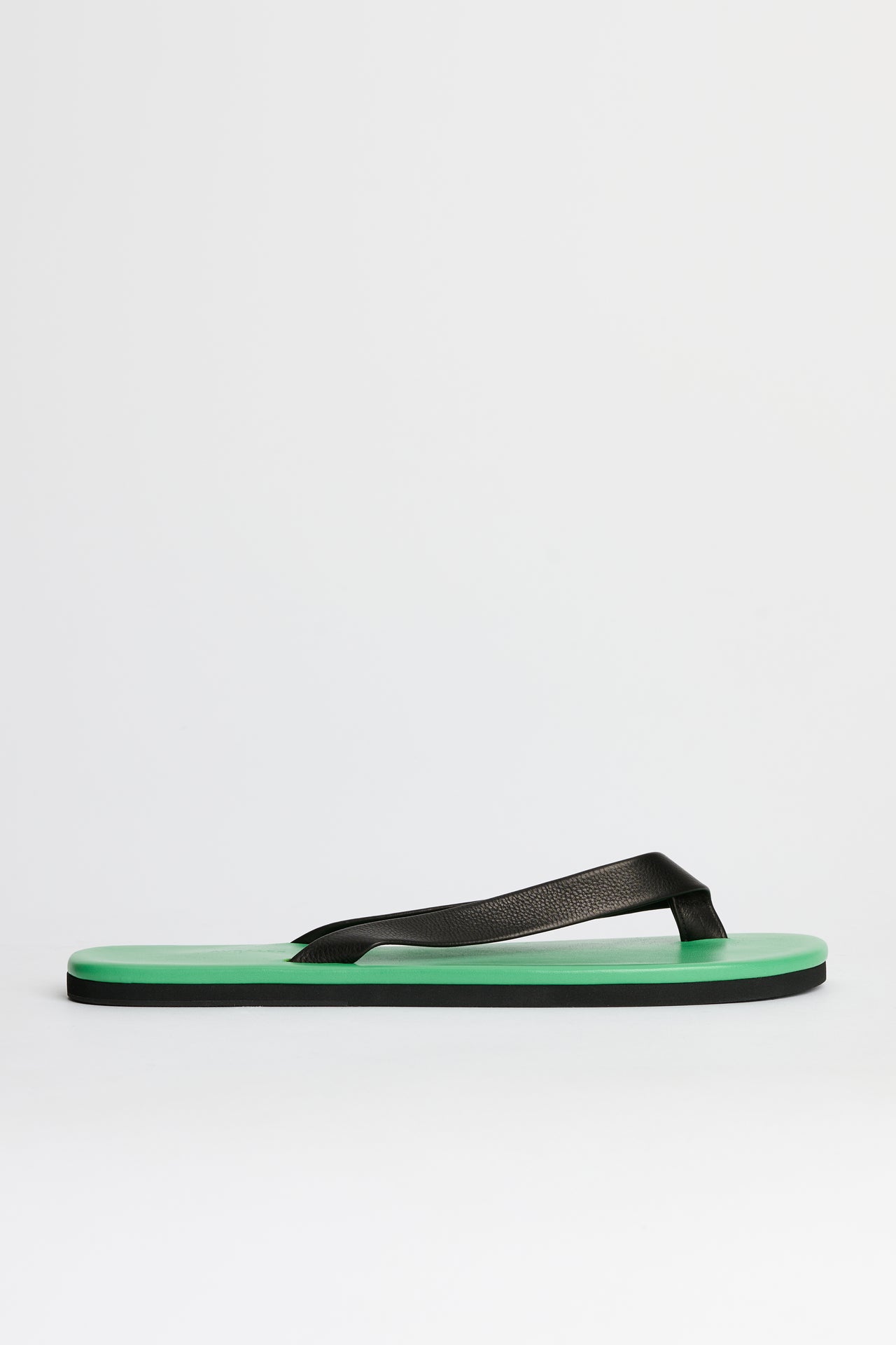 Auralee Soft Leather Flip-Flop Green / Black