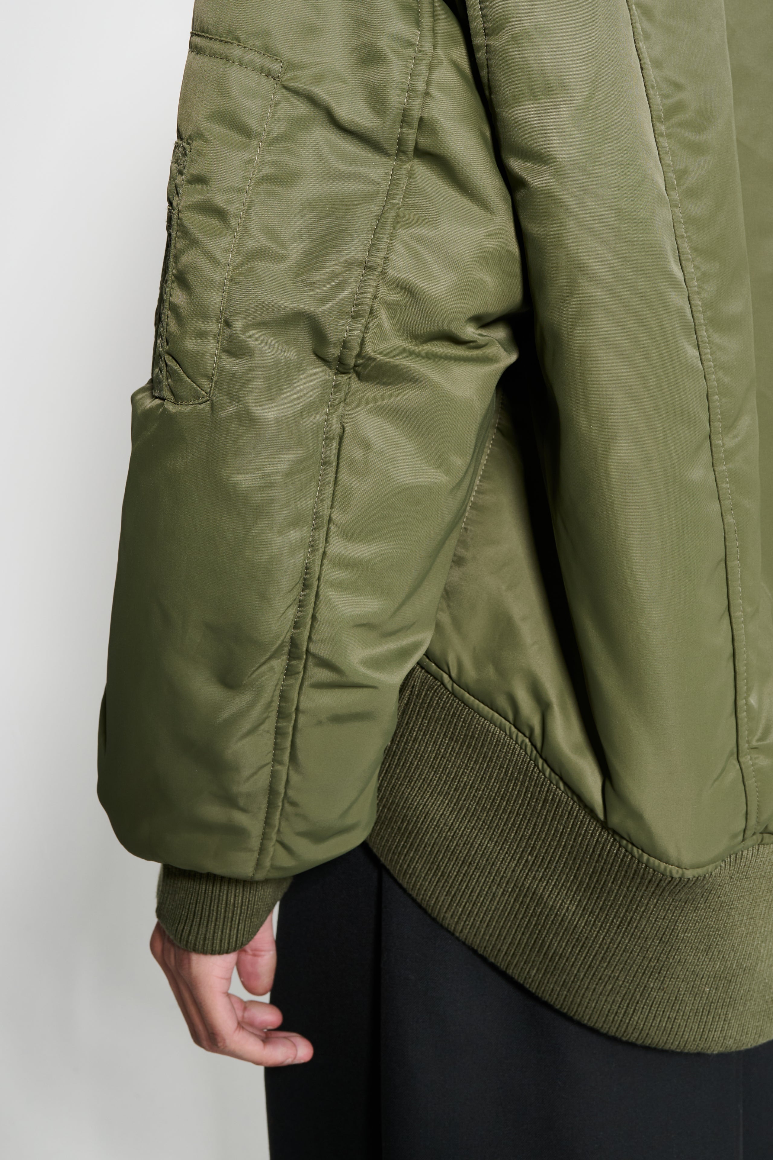 JW Anderson Oversized Curved Hem Bomber Jacket Olive