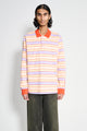 JW Anderson Striped Contrast Trim LS Polo Top Pink / Multi