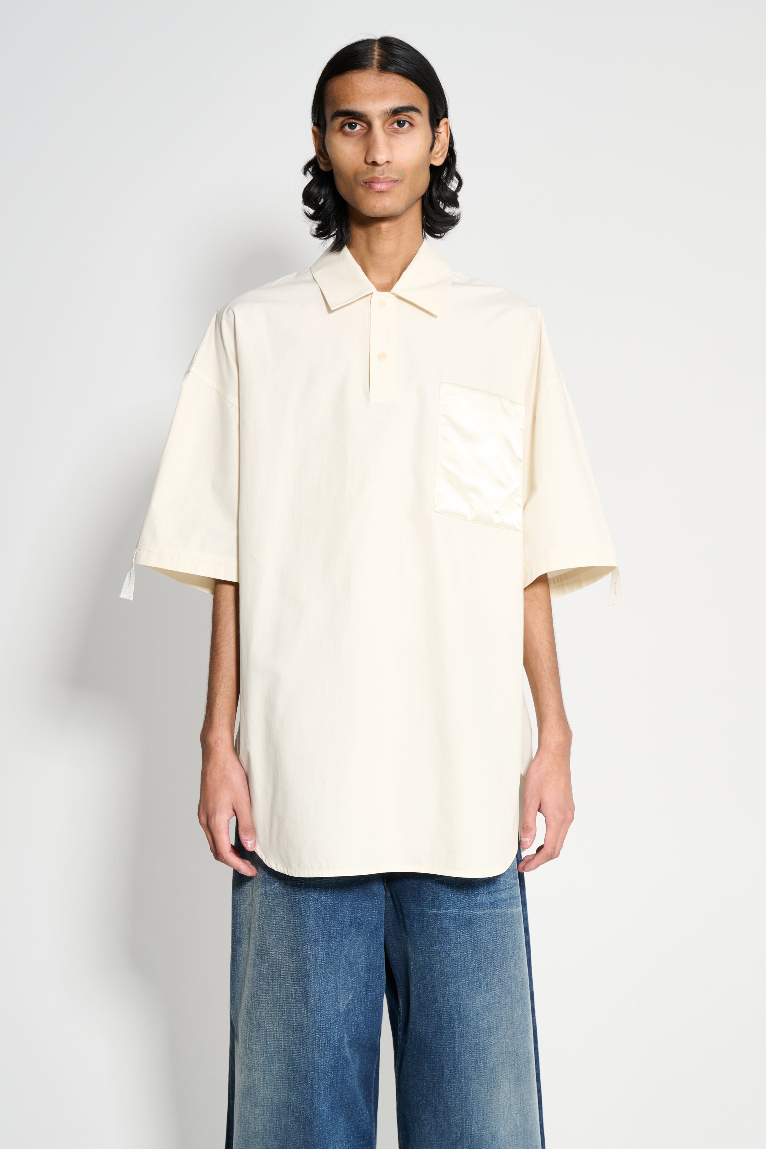 JW Anderson SS Quilted Pocket Polo Top Ivory