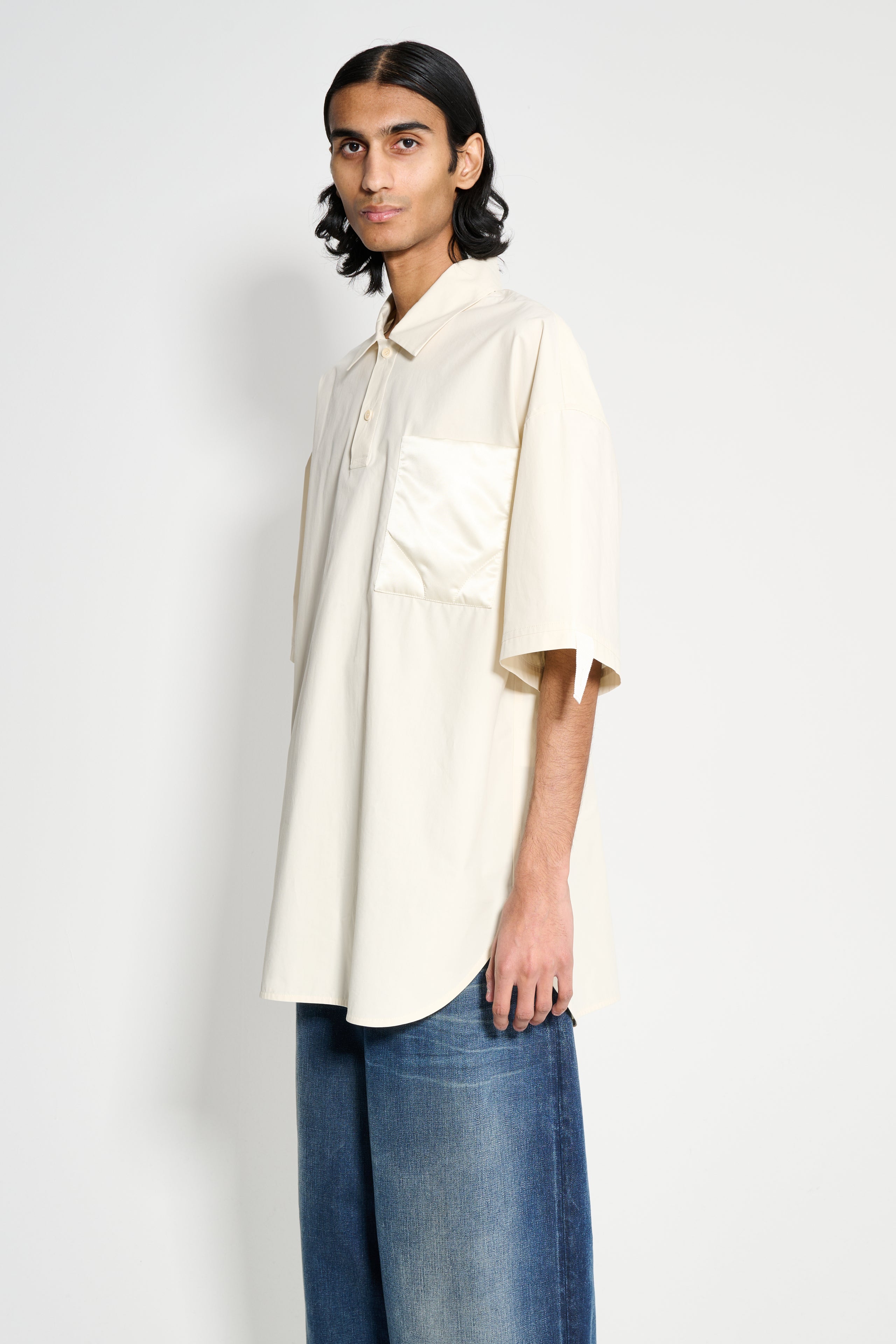 JW Anderson SS Quilted Pocket Polo Top Ivory