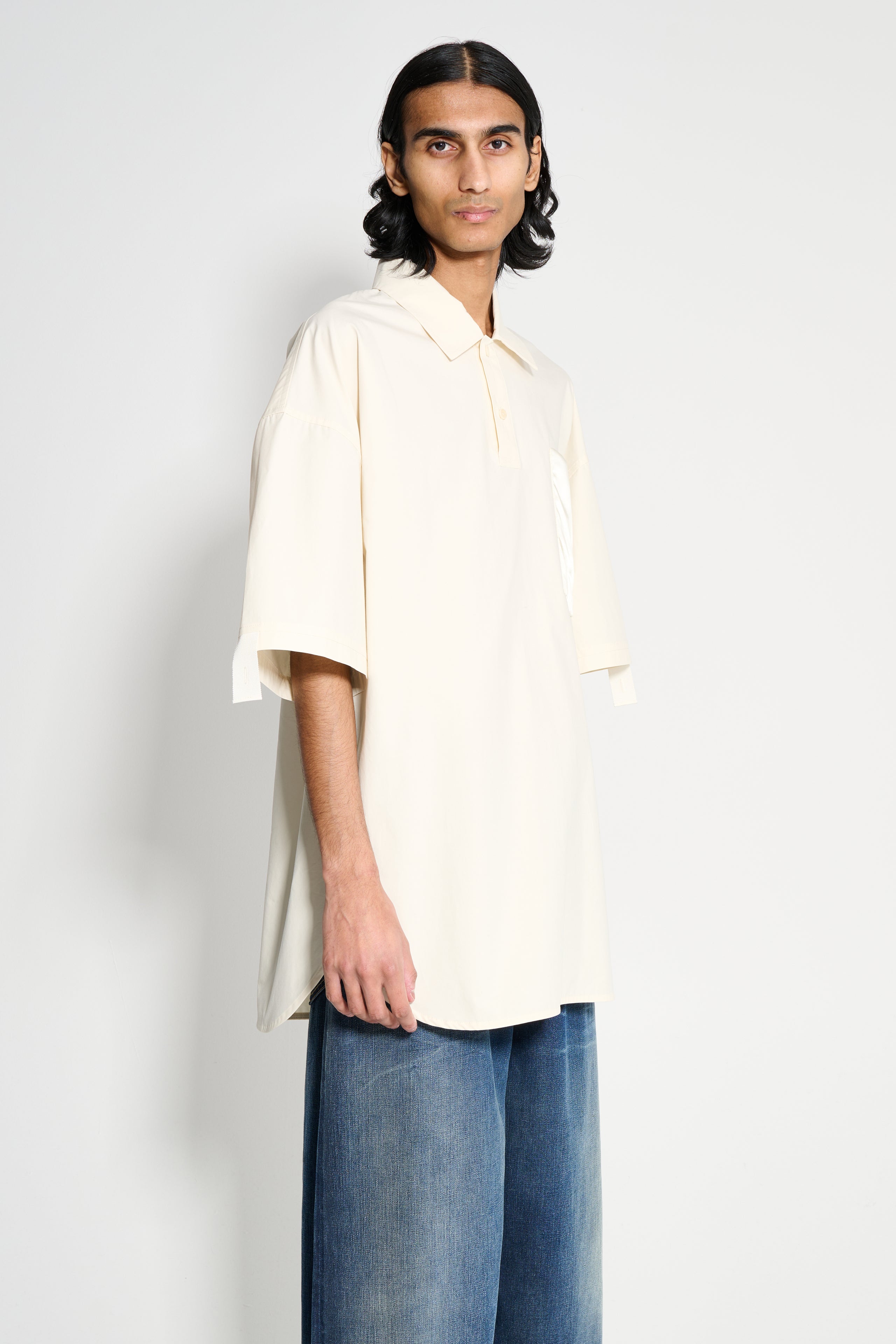 JW Anderson SS Quilted Pocket Polo Top Ivory