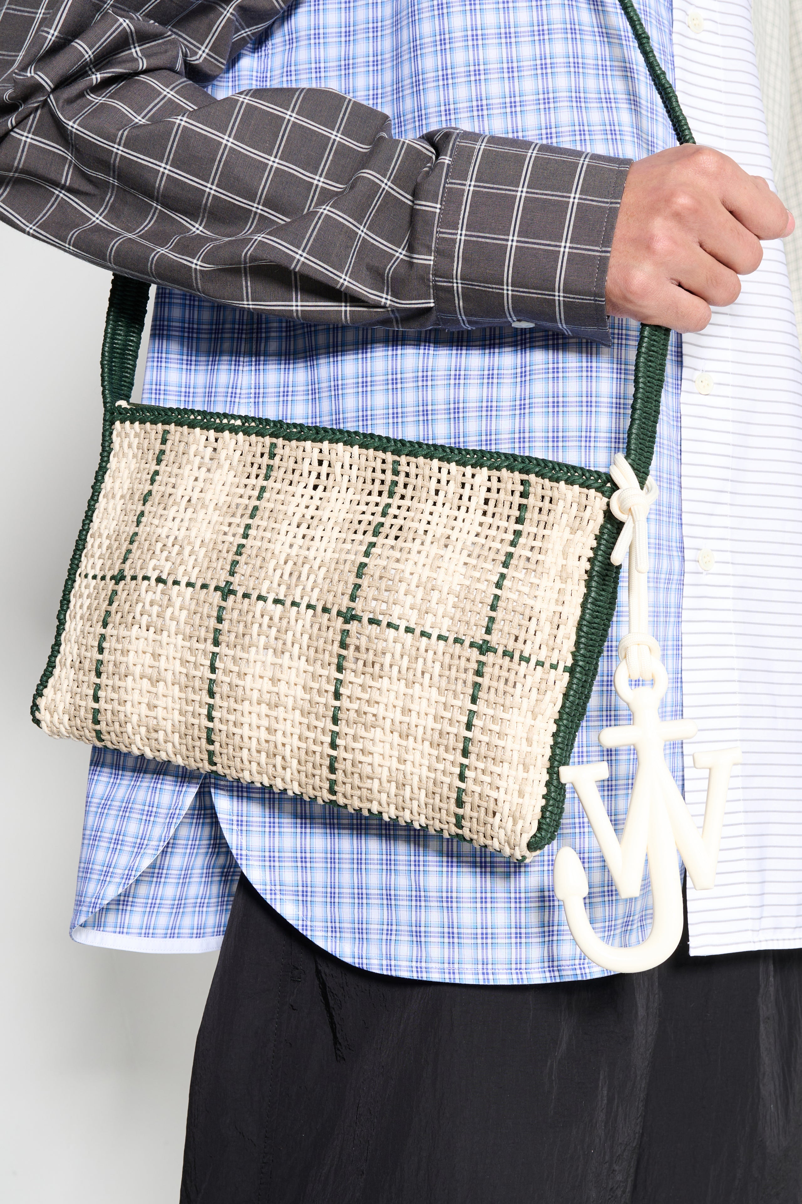 JW Anderson Checked Market Bag Grey / Green