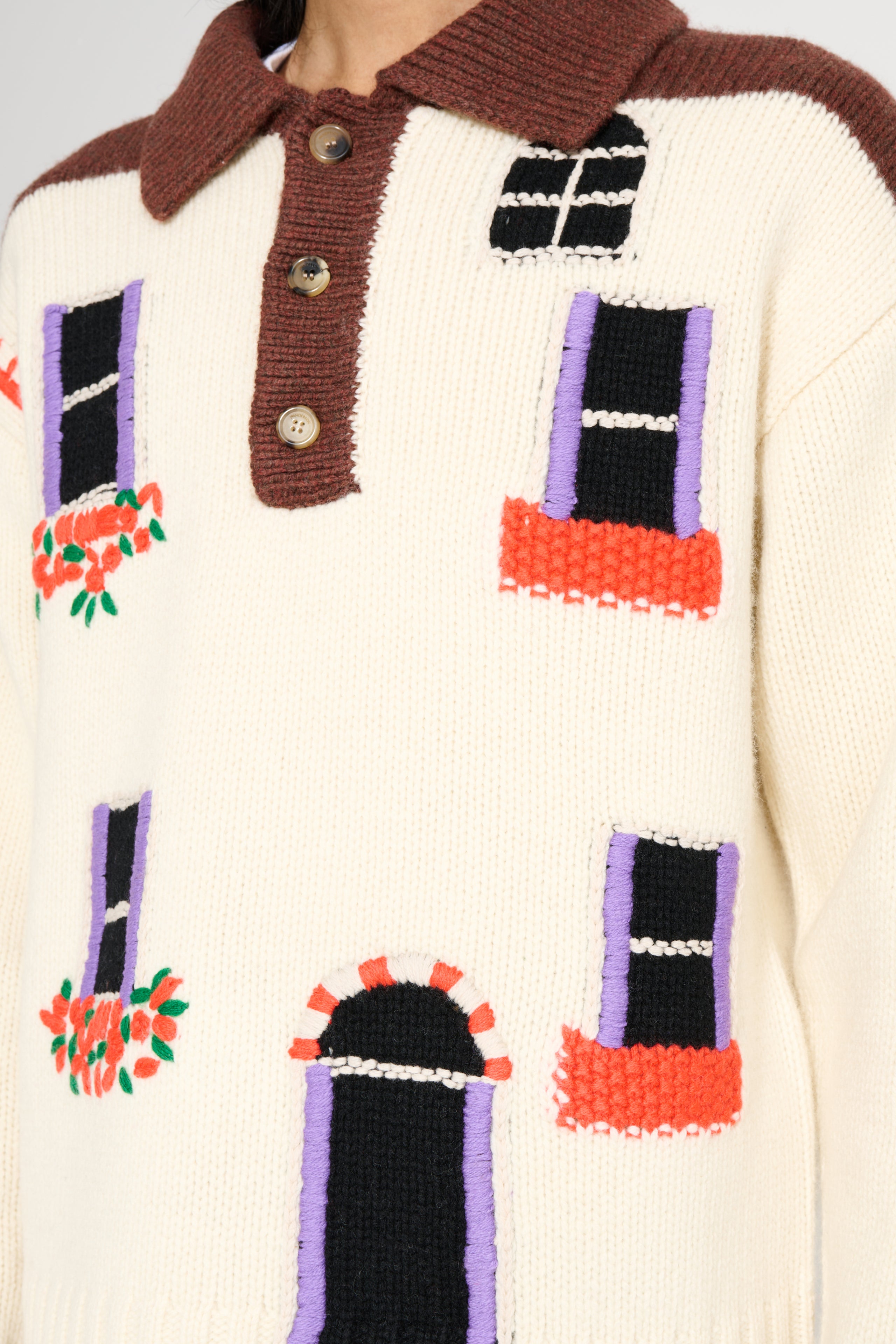 JW Anderson House Polo Jumper Flax