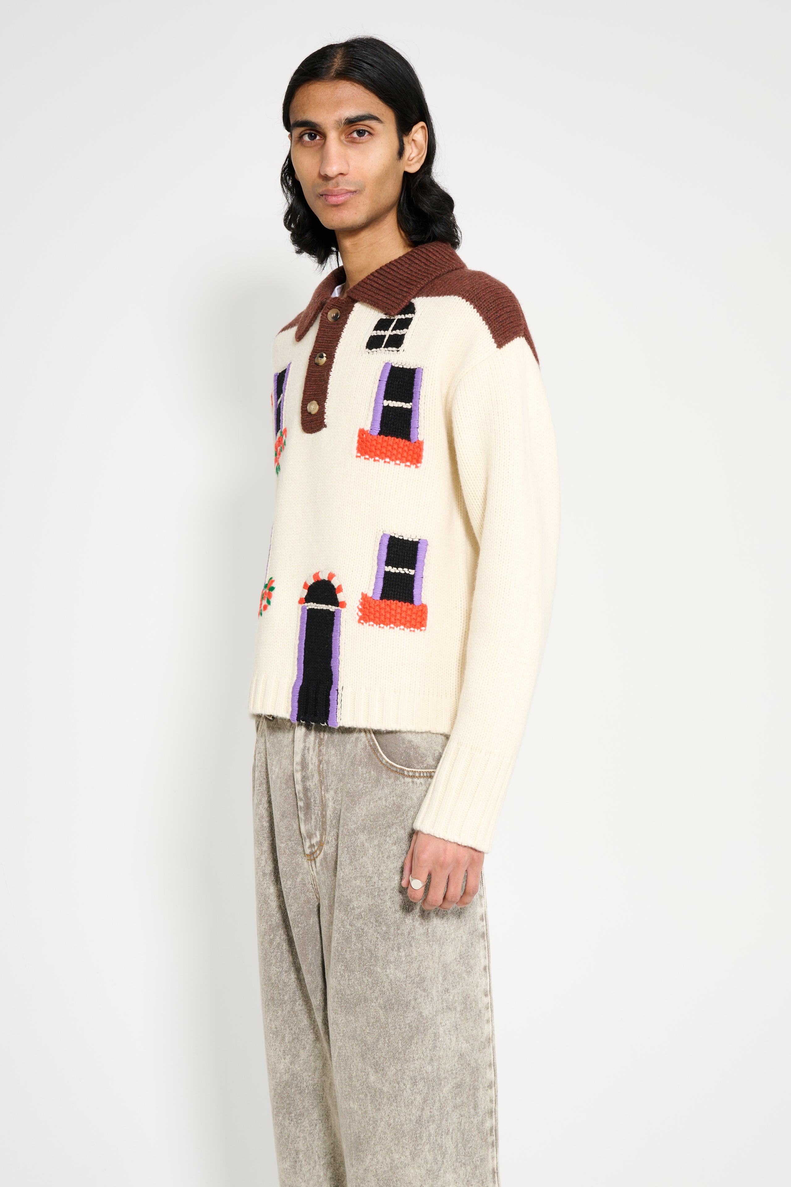 JW Anderson House Polo Jumper Flax