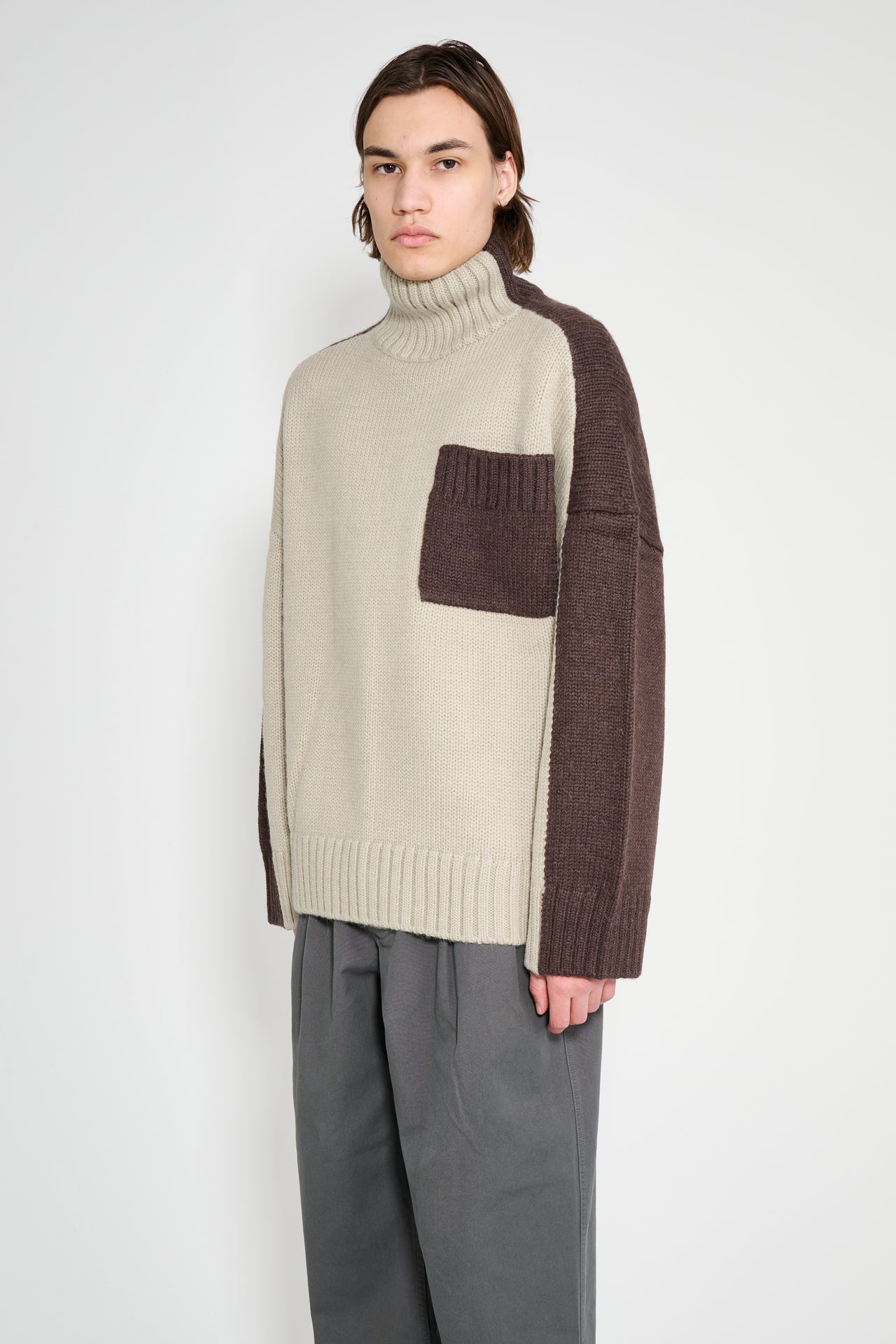 JW Anderson Two Tone Patch Pocket Jumper Nougat / Chocolate