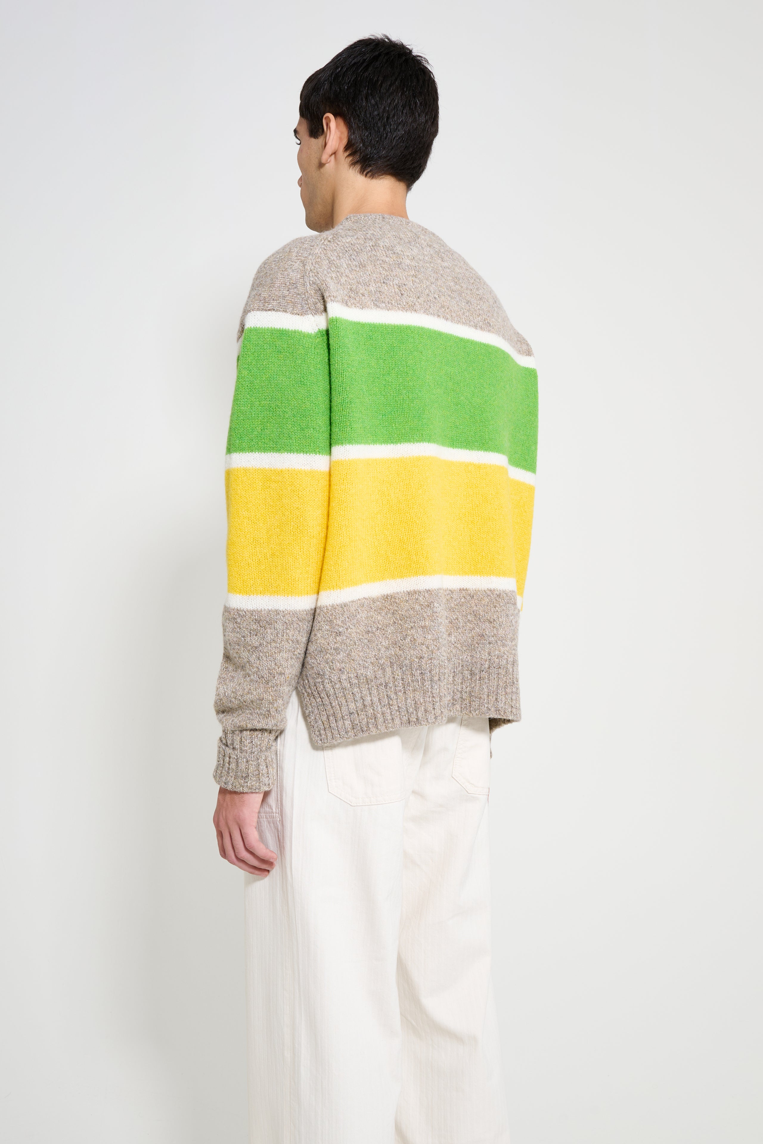 JW Anderson Stripe Crew Neck Jumper Beige Melange