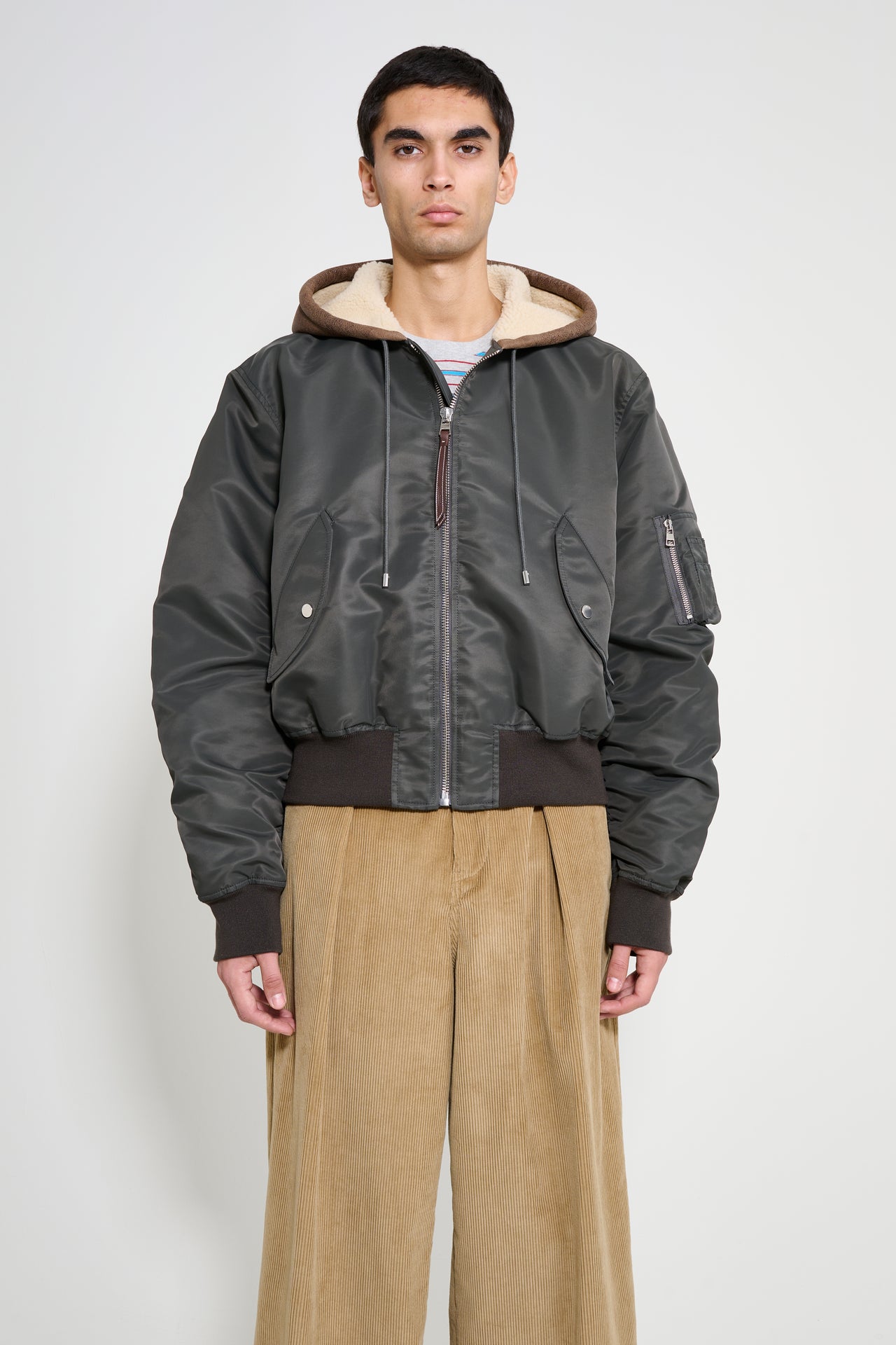 JW Anderson Hooded Bomber Jacket Dark Khaki