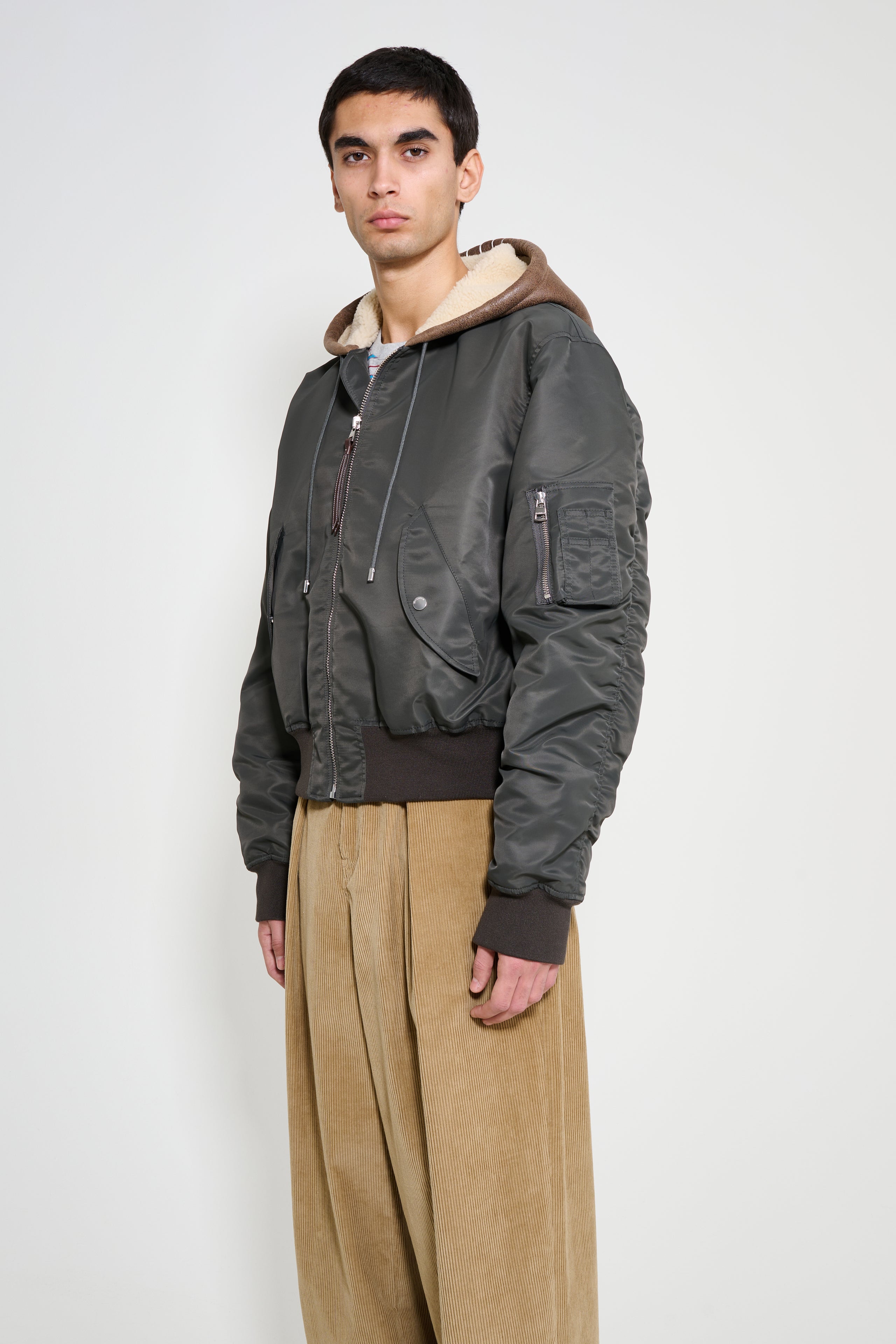 JW Anderson Hooded Bomber Jacket Dark Khaki