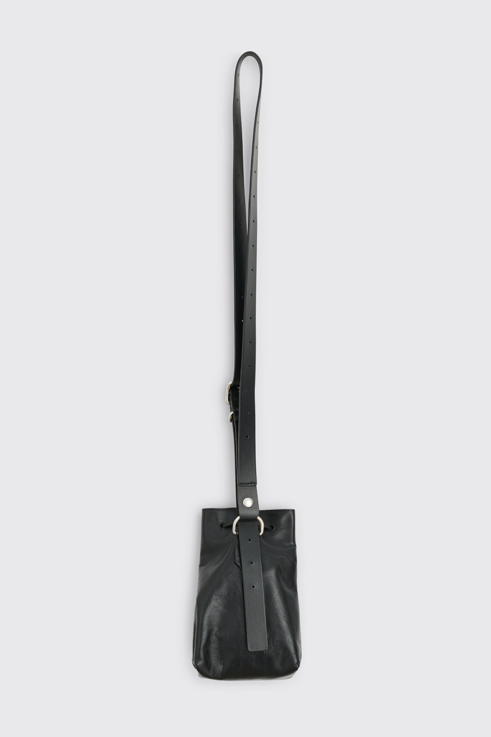 Jil Sander Leather Bucket Crossbody Bag Black