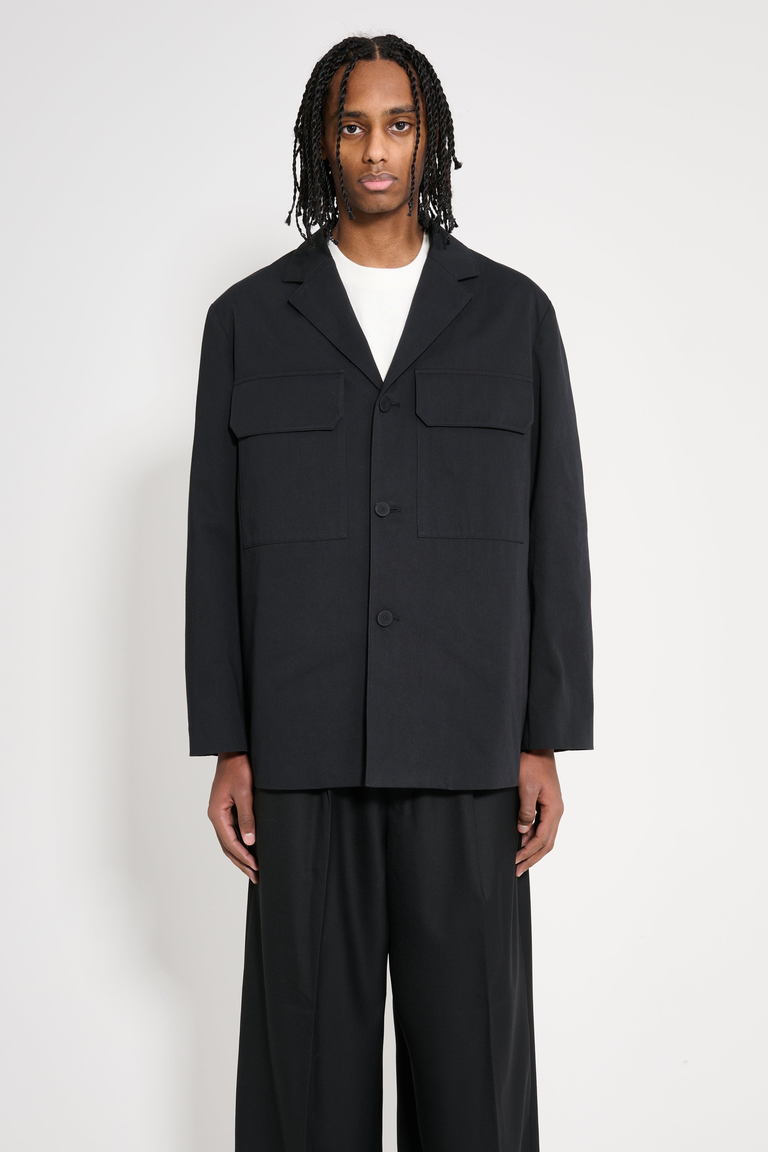 Jil Sander Washed Cotton Twill Jacket Black