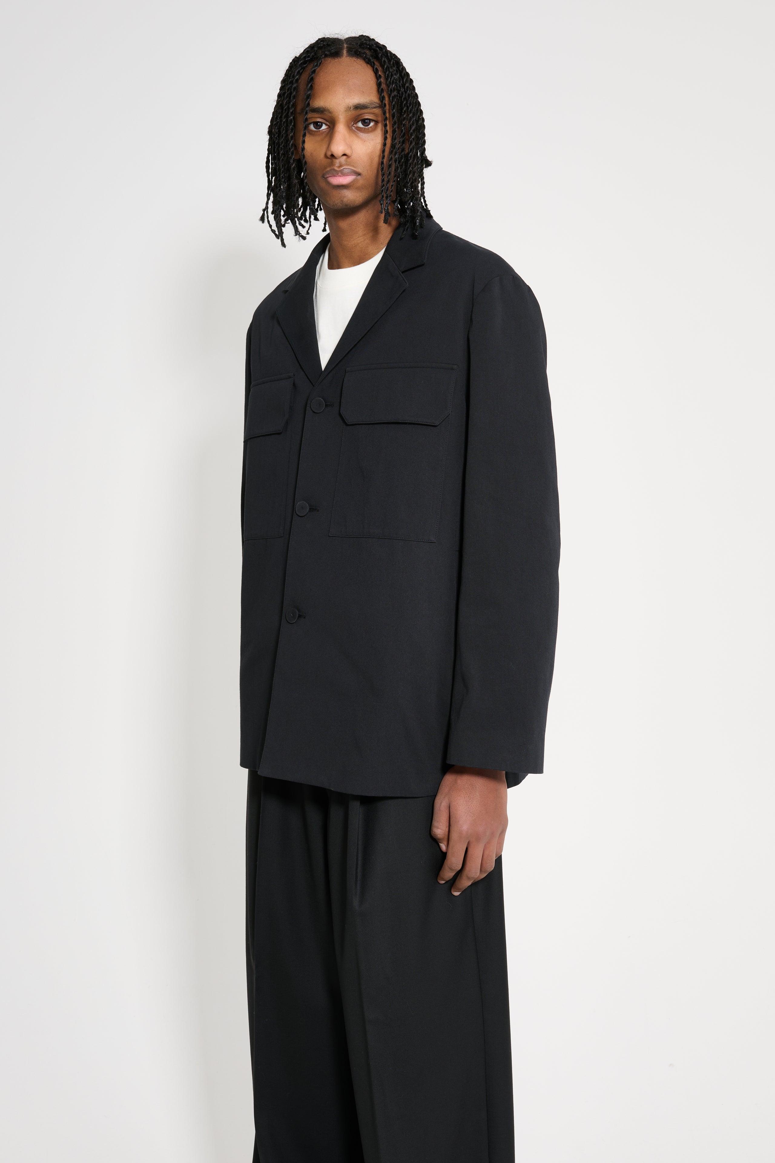 Jil Sander Washed Cotton Twill Jacket Black