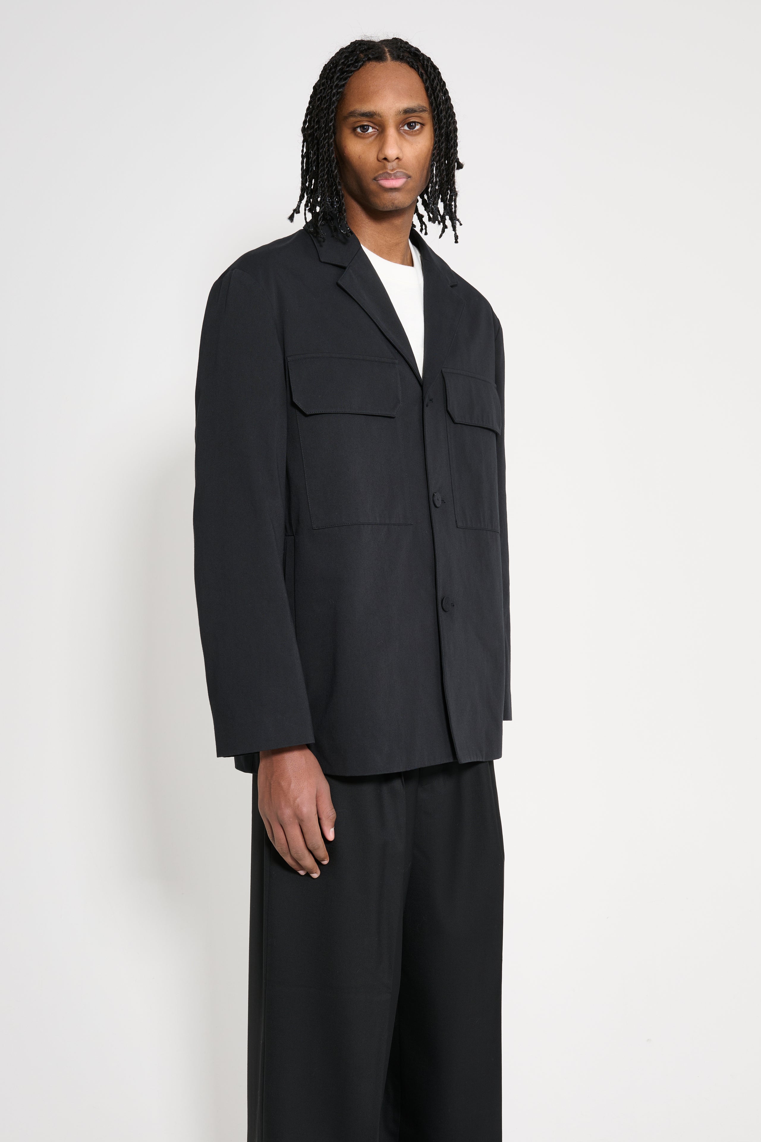 Jil Sander Washed Cotton Twill Jacket Black