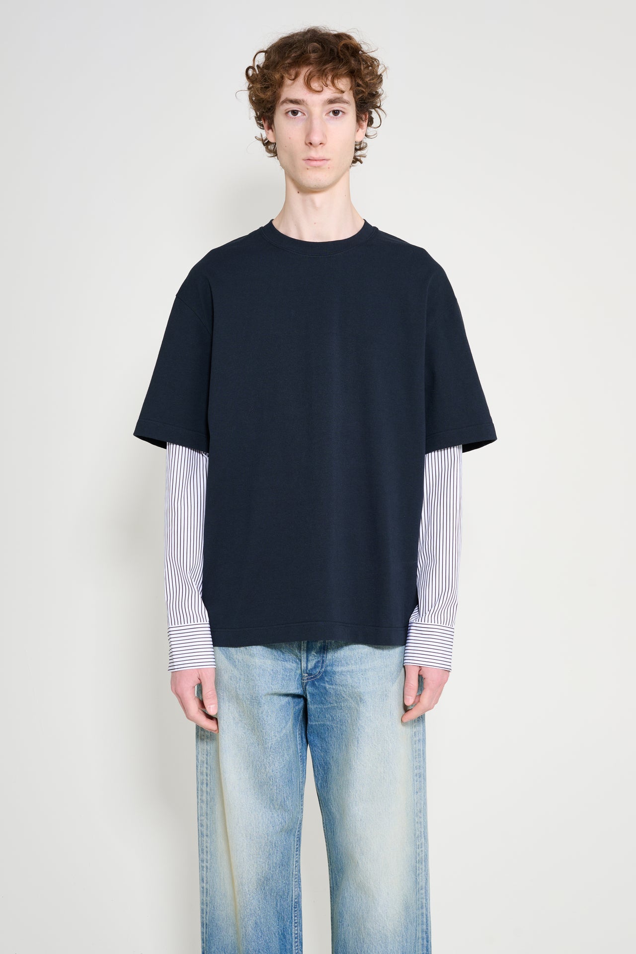 Jil Sander Contrasting Long Sleeves T-shirt Navy / White
