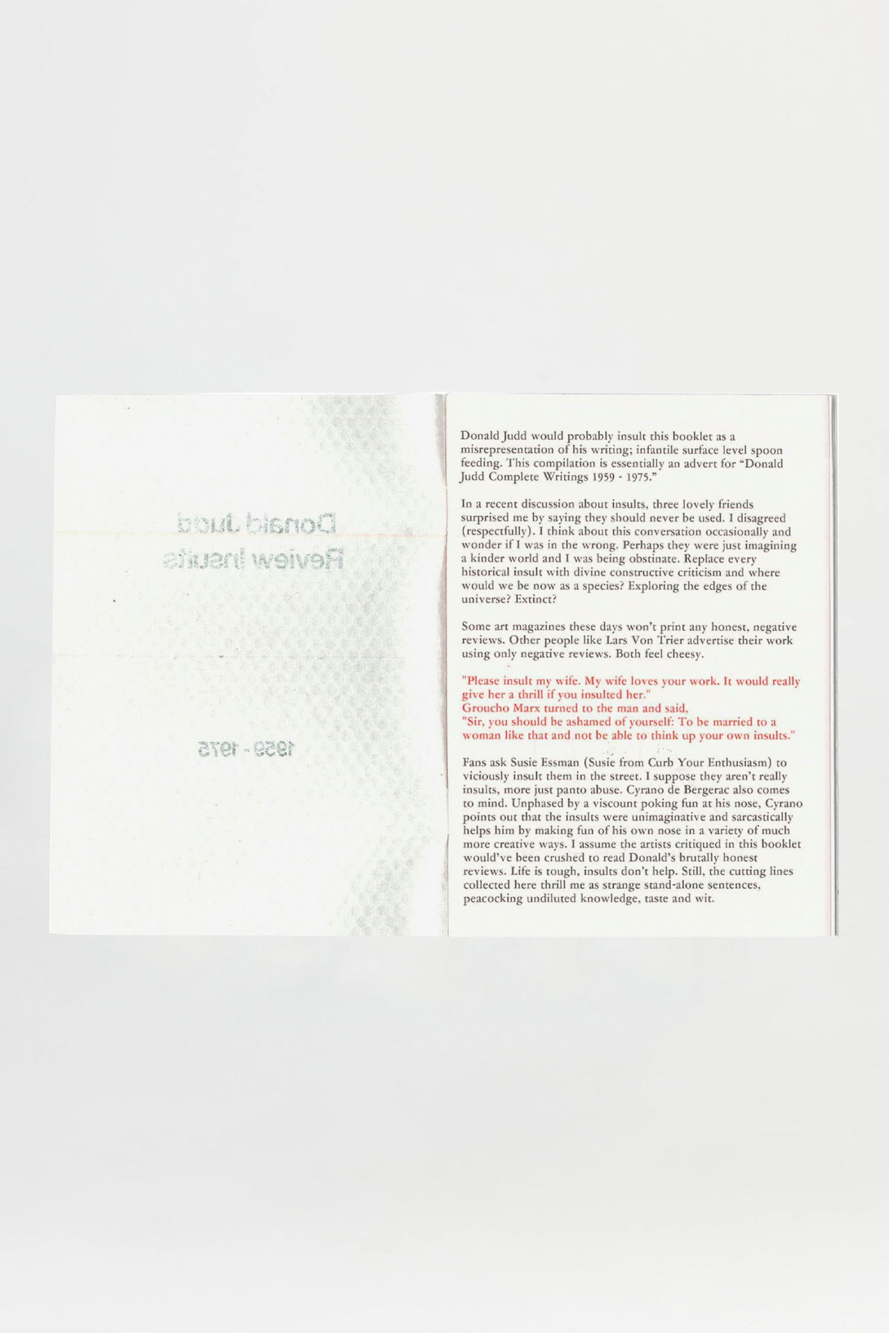 Donald Judd Review Insults 1959-1975