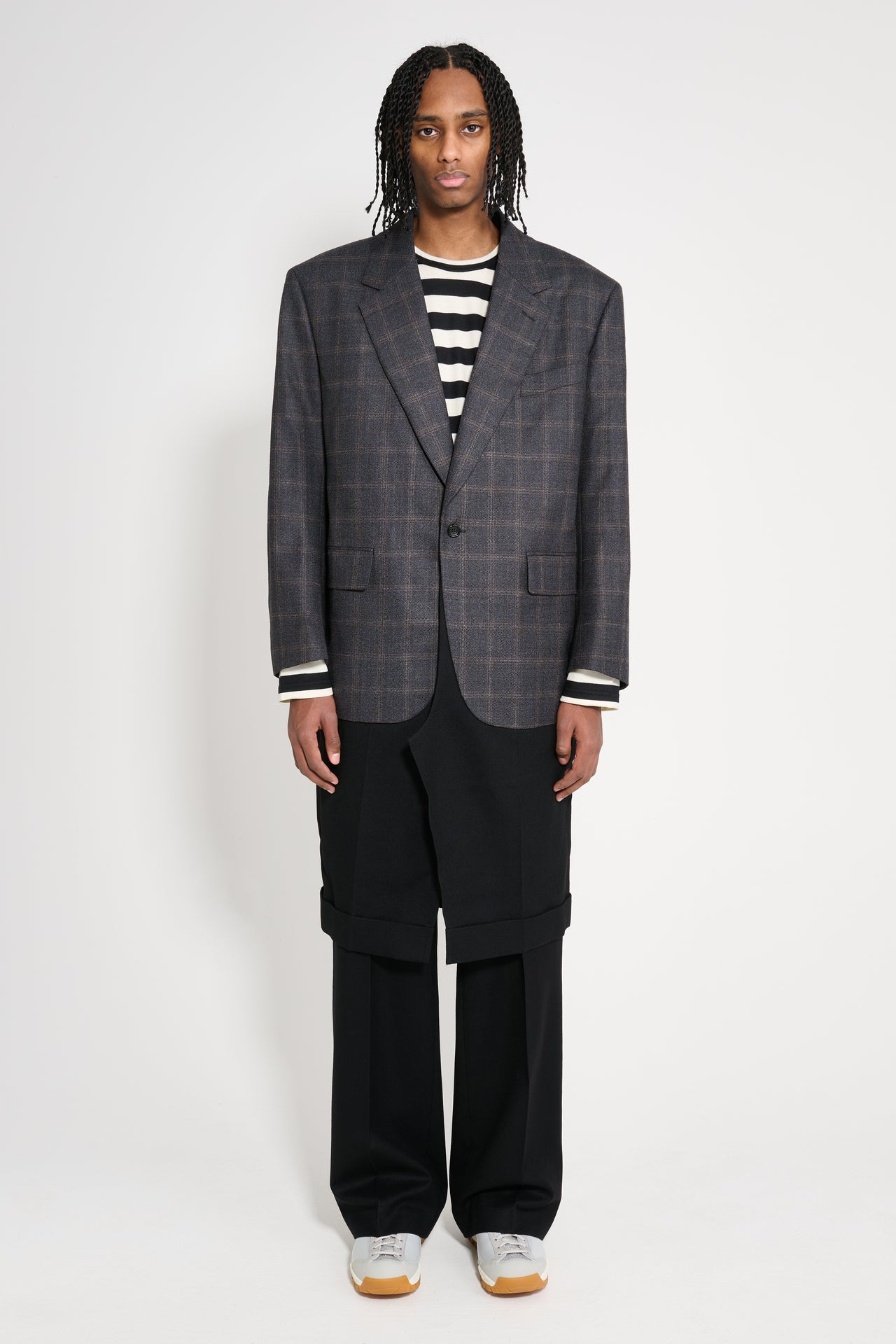 Junya Watanabe MAN Men's Wool Check Coat Grey / Black