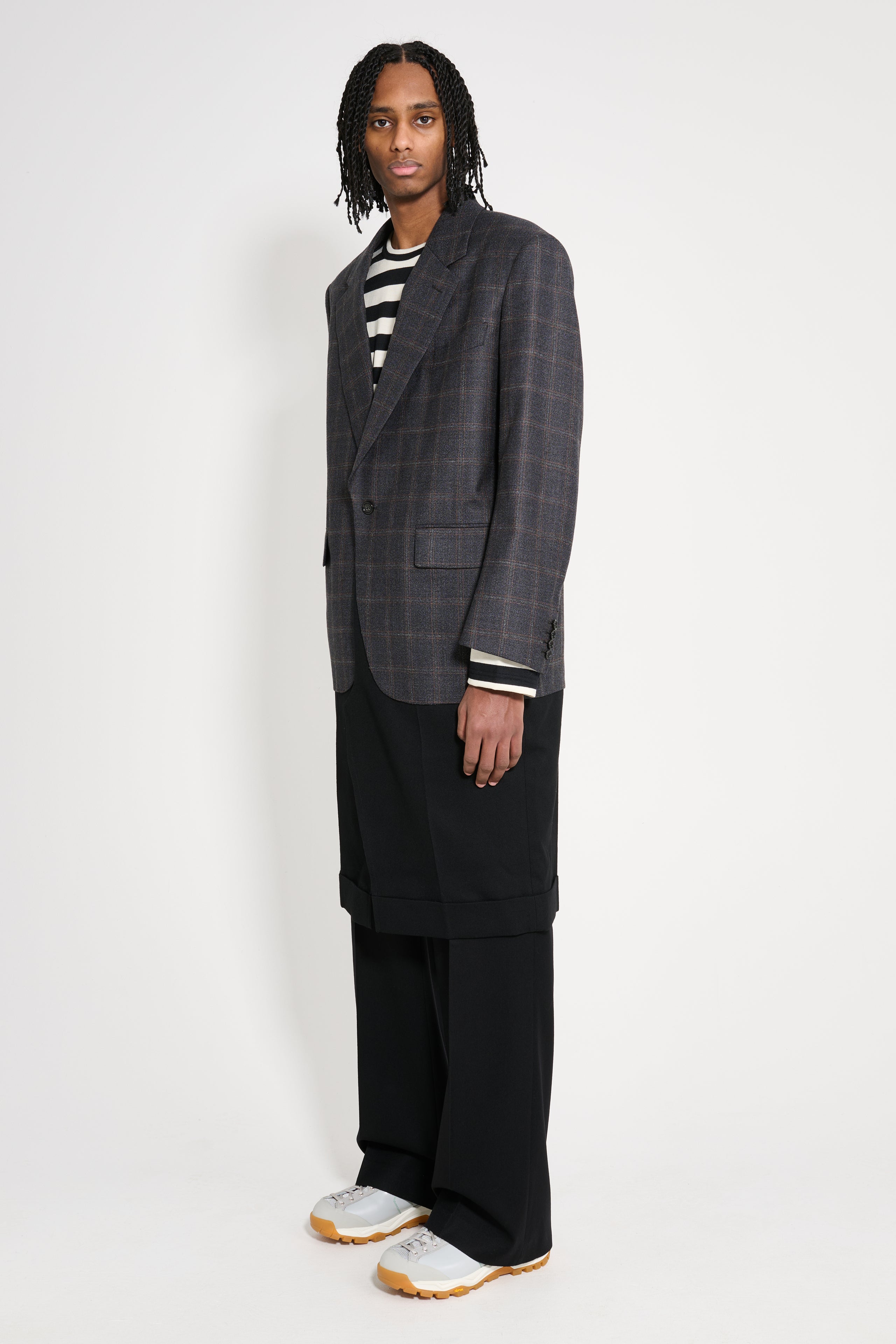 Junya Watanabe MAN Men's Wool Check Coat Grey / Black