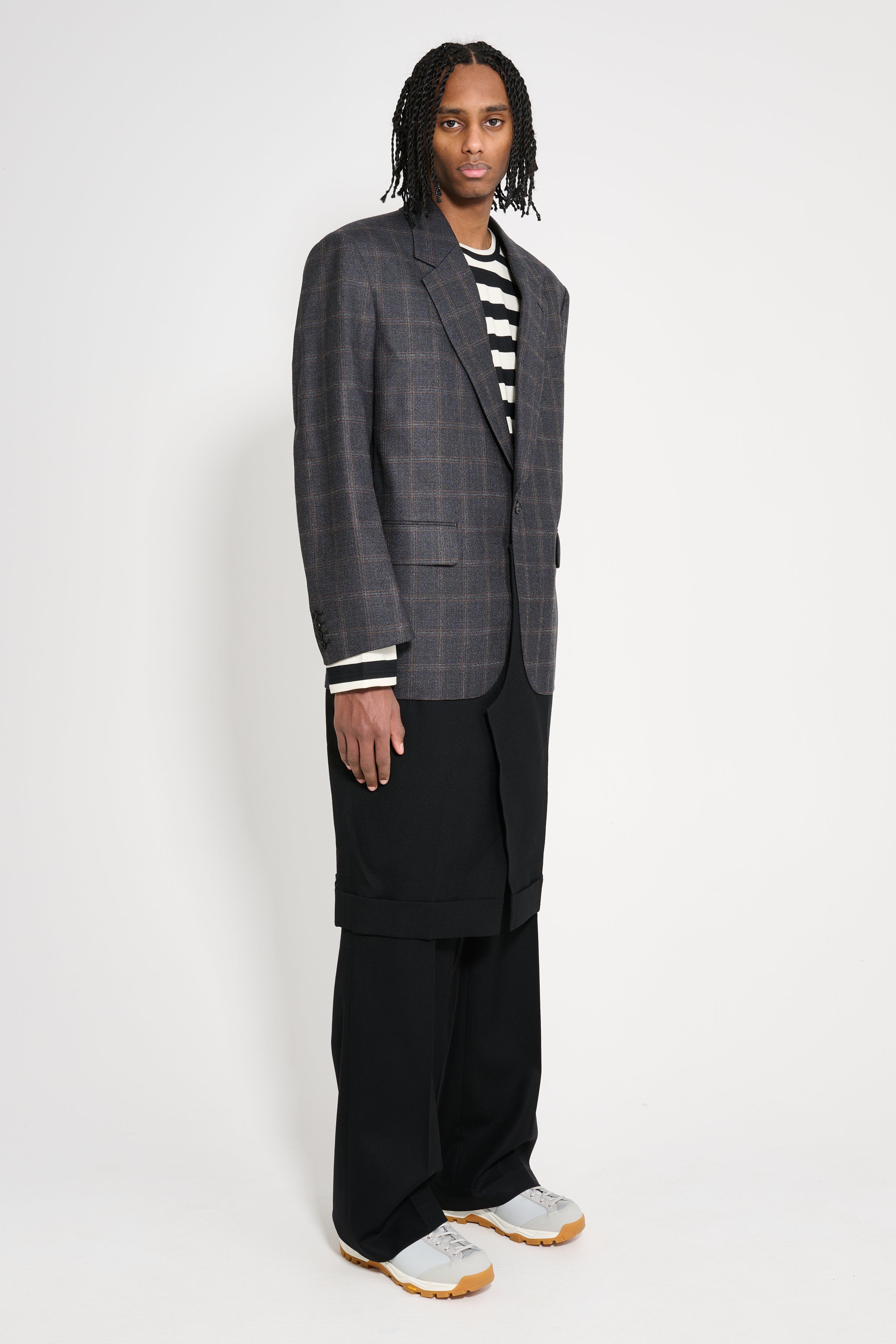 Junya Watanabe MAN Men's Wool Check Coat Grey / Black