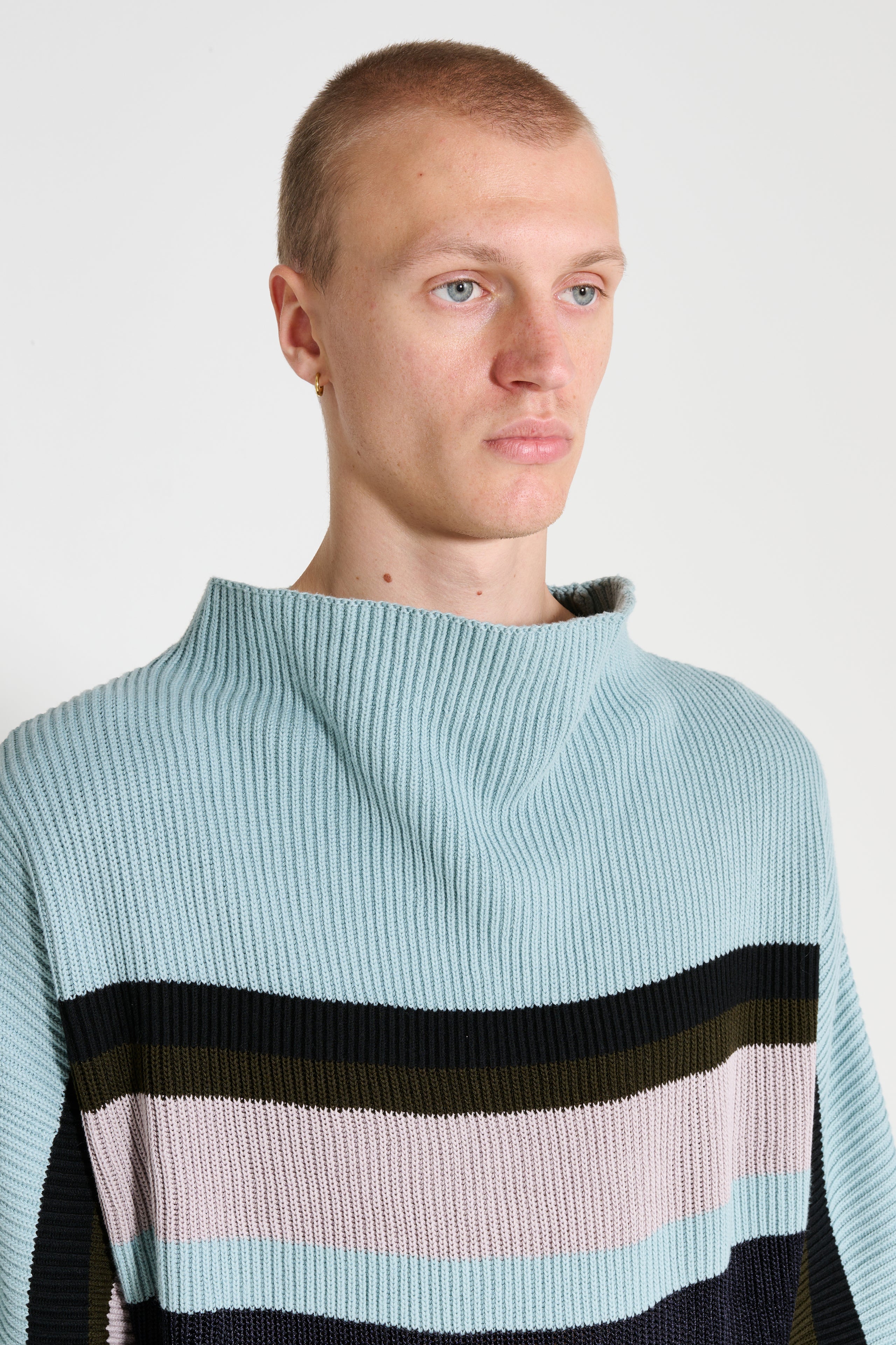 Kiko Kostadinov Essick Stripe Long Sleeve Ash Blue / D Grey