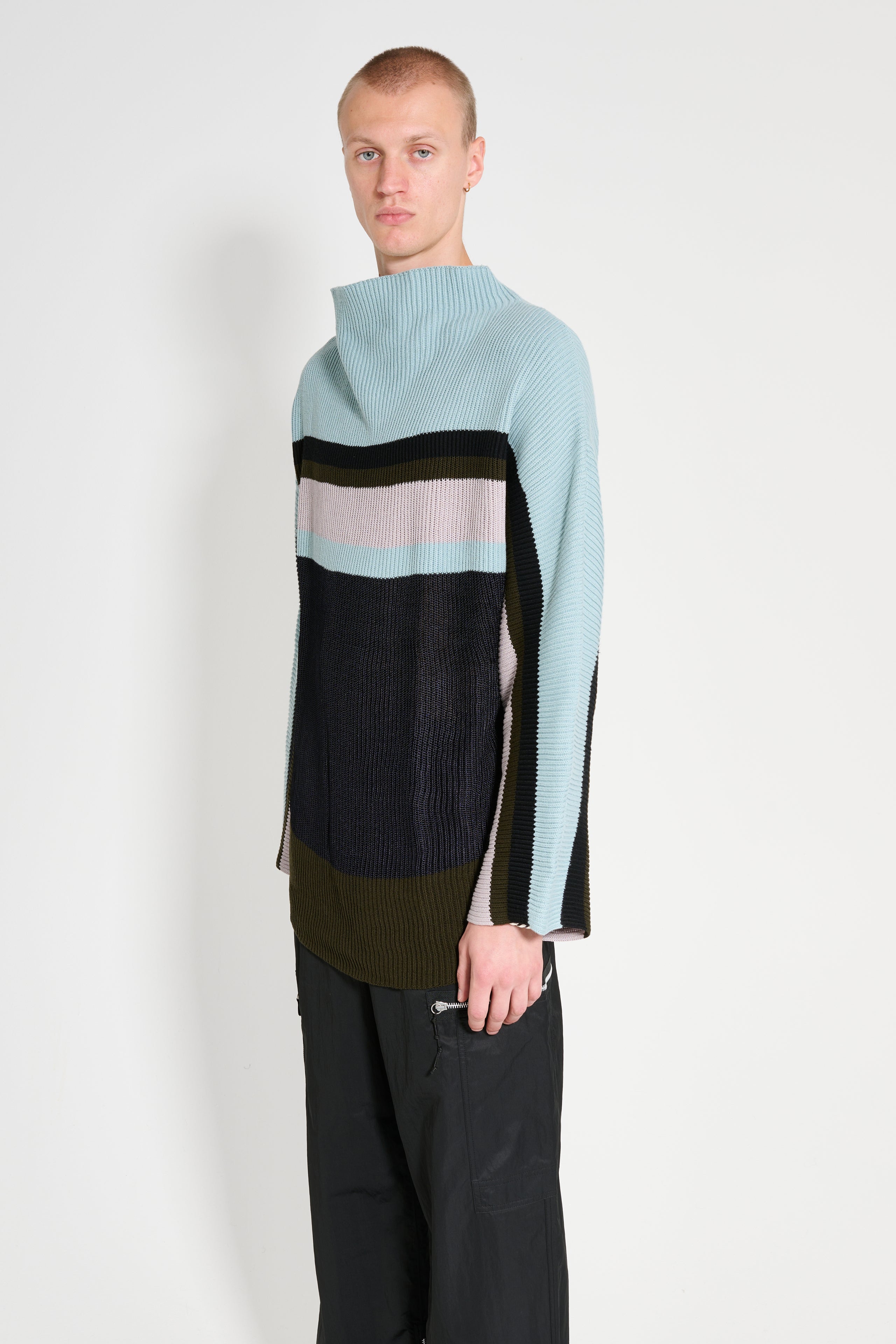 Kiko Kostadinov Essick Stripe Long Sleeve Ash Blue / D Grey