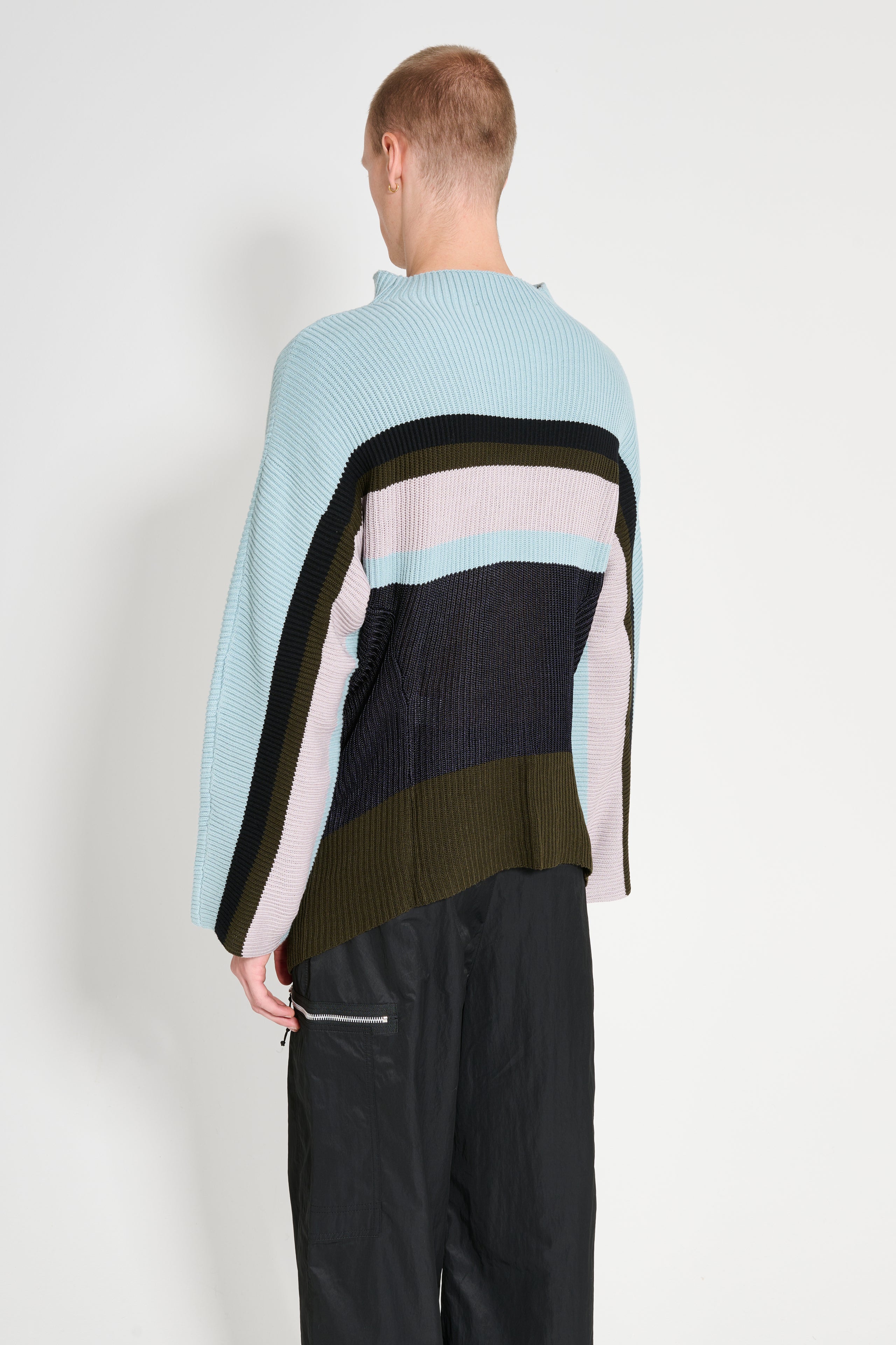 Kiko Kostadinov Essick Stripe Long Sleeve Ash Blue / D Grey