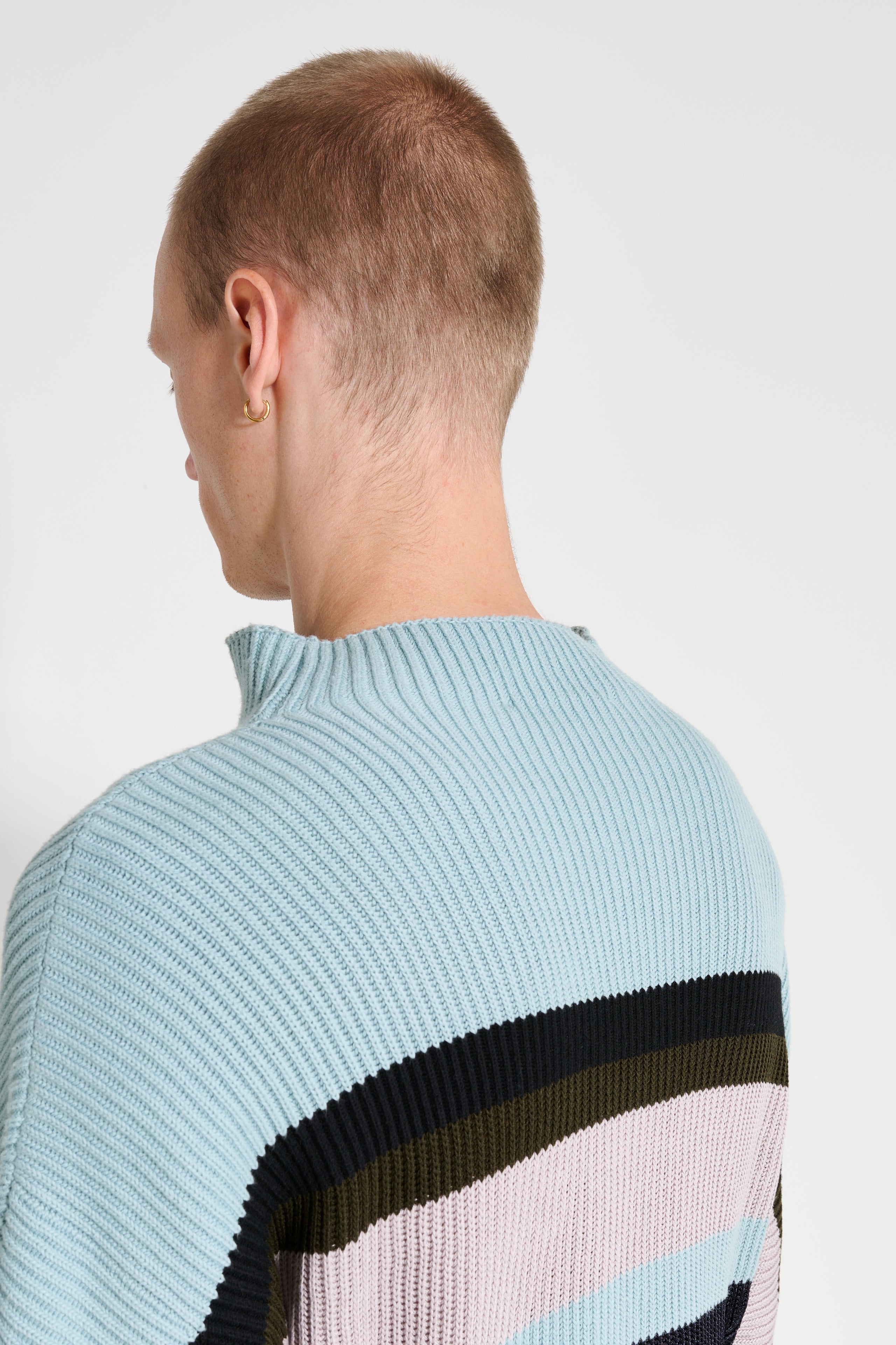 Kiko Kostadinov Essick Stripe Long Sleeve Ash Blue / D Grey